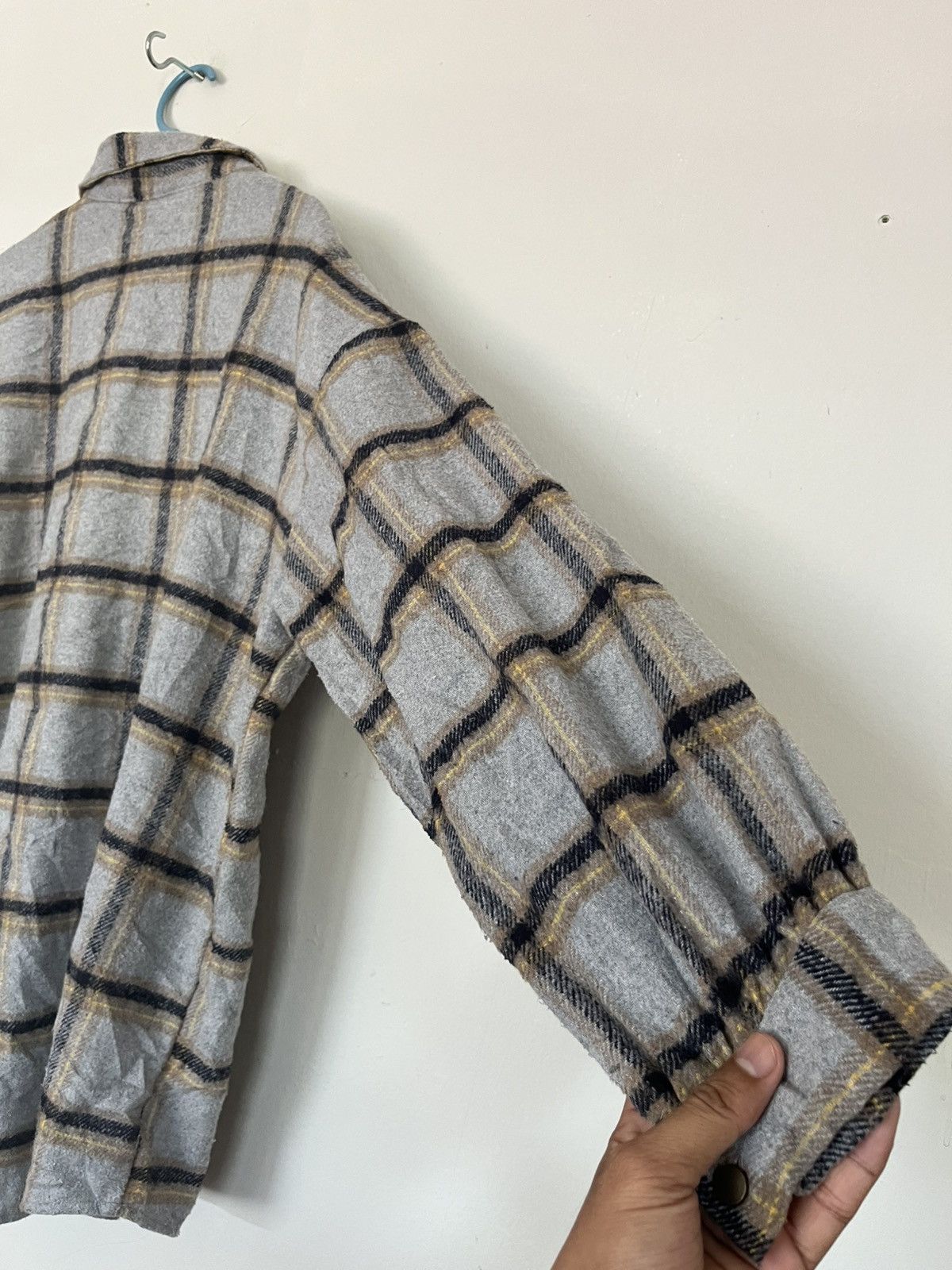 If Six Was Nine 💥Vintage 90s Lefty Button Wool Flannel Shadow Plaid Size US M / EU 48-50 / 2 - 9 Thumbnail