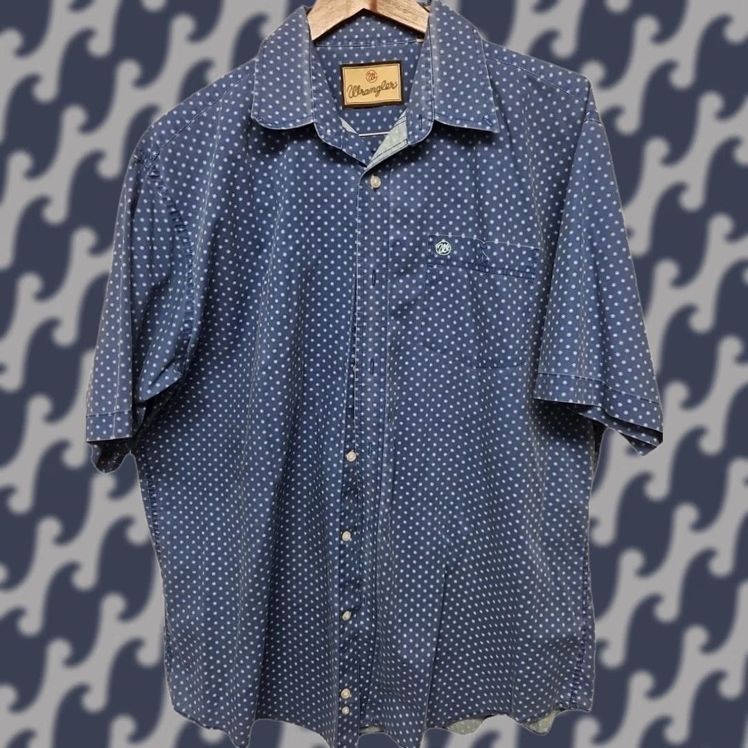 Wrangler Wrangler Short Sleeve Button-Up Shirt Men’s XL Blue Polka Dot Regular Fit Size US XL / EU 56 / 4 - 1 Thumbnail
