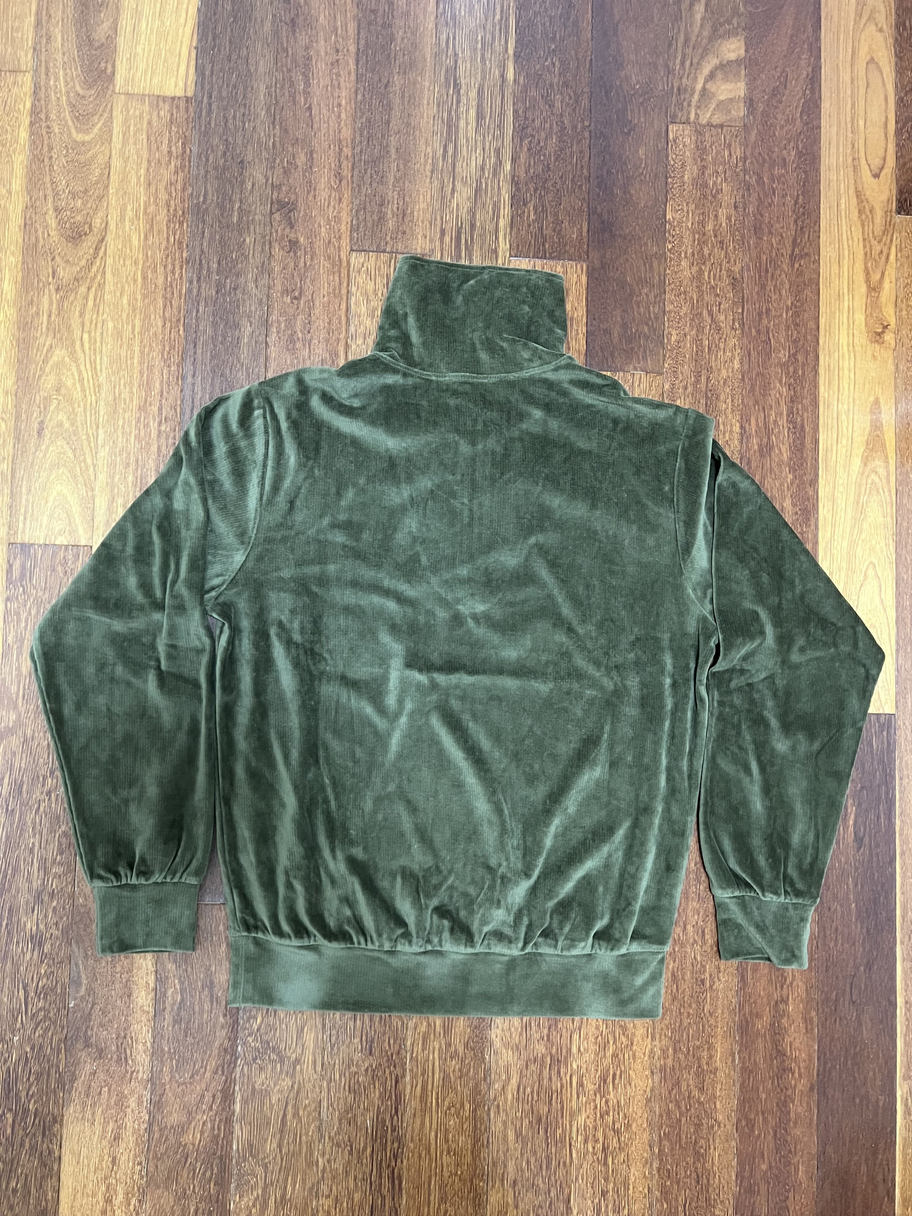 Helmut Lang 💚 Helmut Lang Cotton Velour Olive Half-Zip Sweatshirt NEW Size US M / EU 48-50 / 2 - 2 Thumbnail