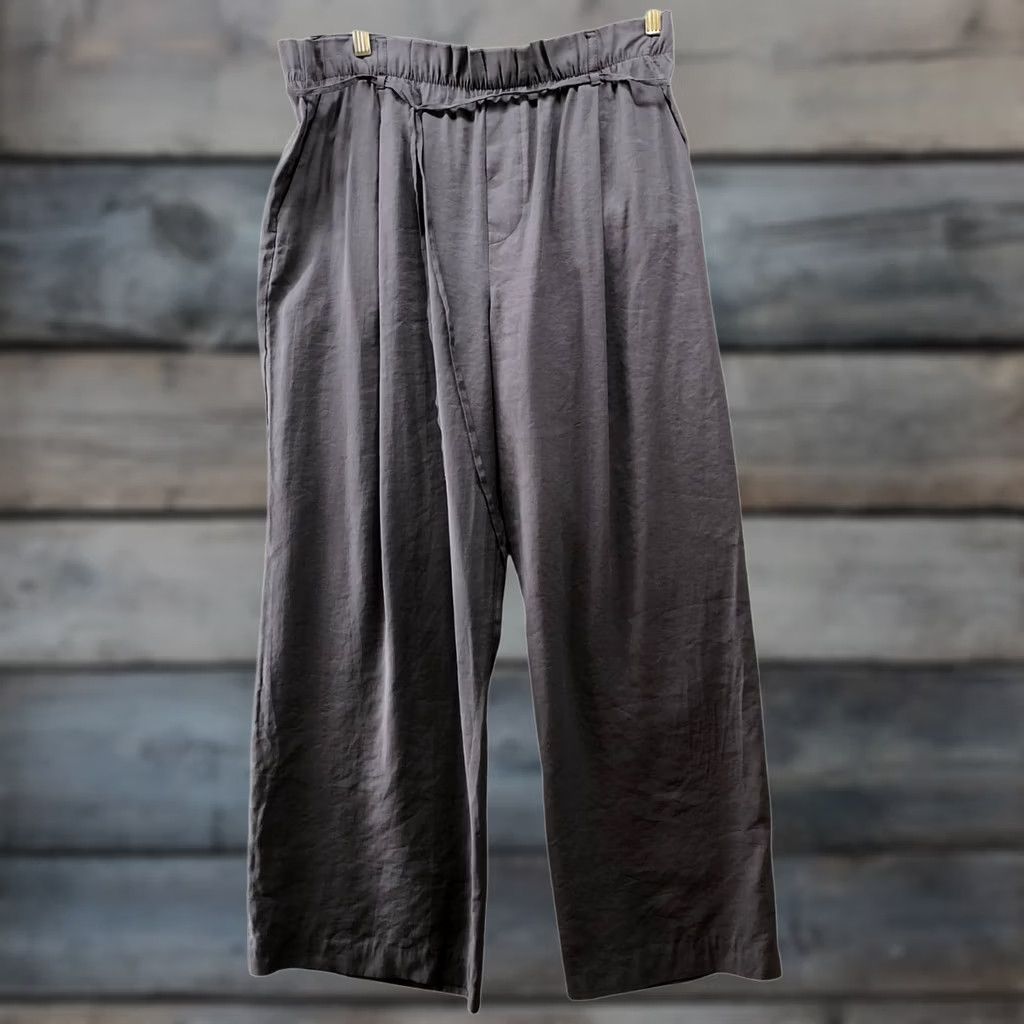Zara Zara Paperbag Wide Leg Pants Womens L High Waisted Gray Modal Blend Pull On Size 36" / US 14 / IT 50 - 1 Thumbnail