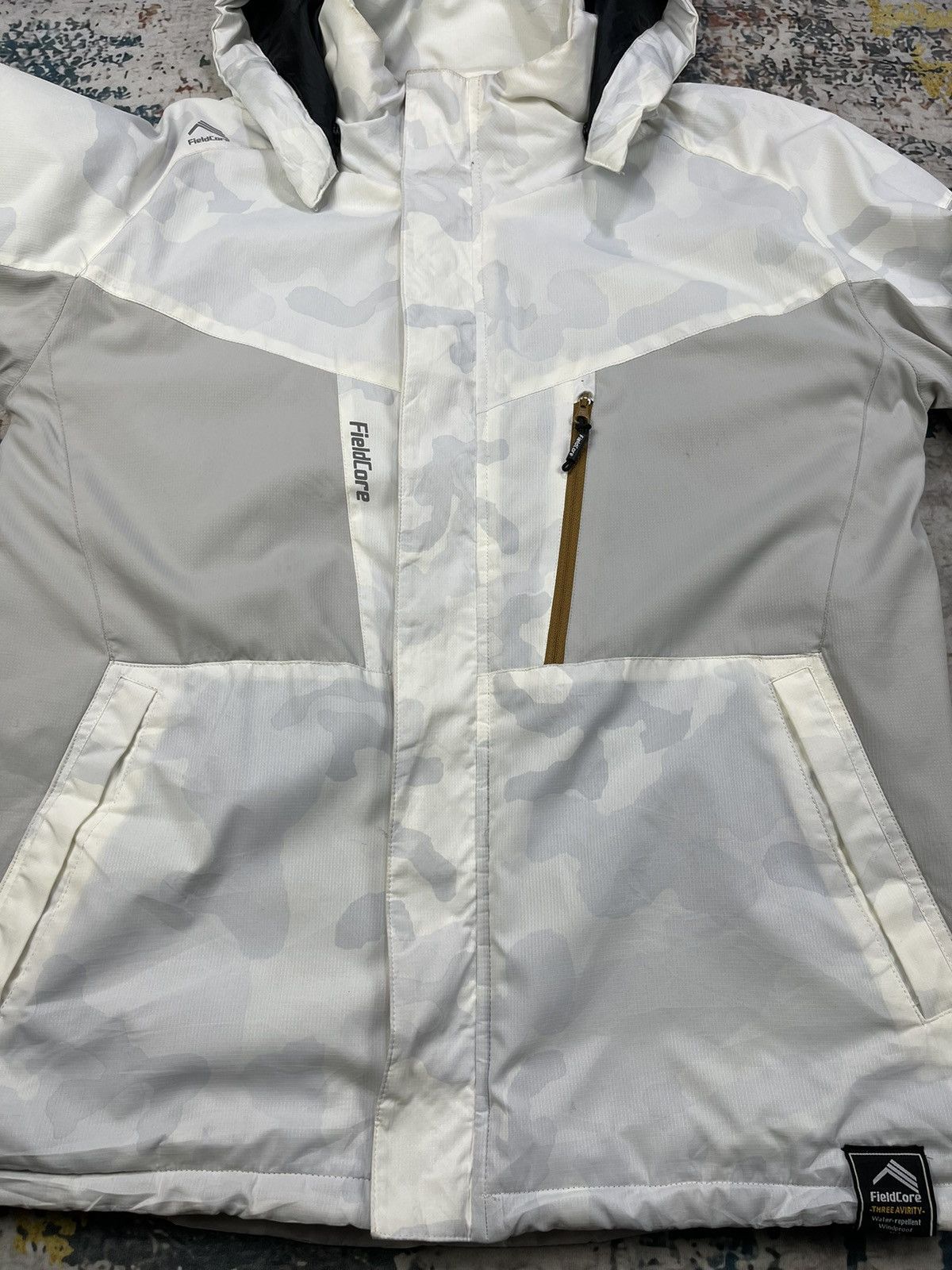 Japanese Brand Fieldcore Three Avirity White Camo Weather Jackets Size US L / EU 52-54 / 3 - 5 Thumbnail