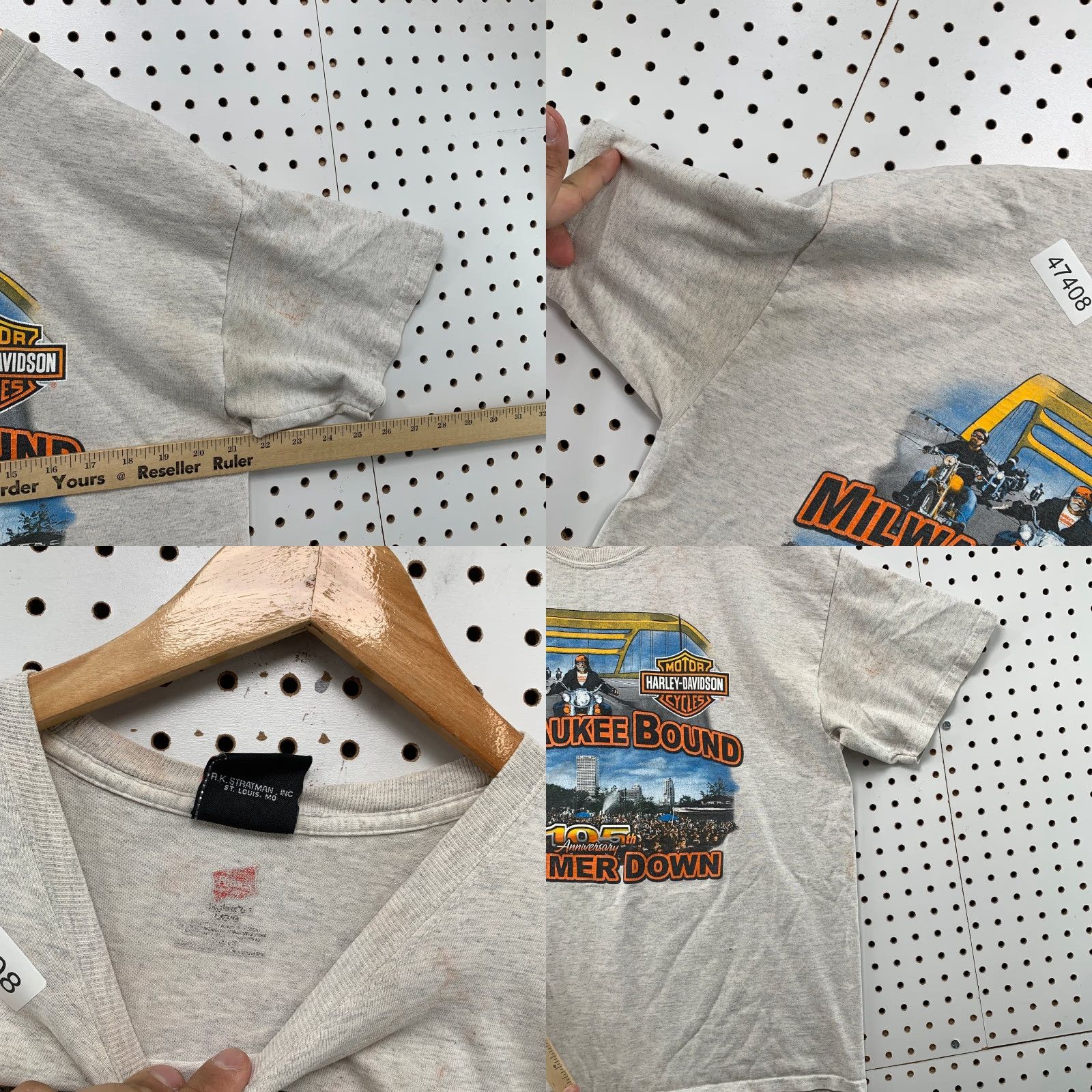 Harley Davidson Harley-Davidson T Shirt Mens Large Gray Milwaukee Bound Distressed Vintage Shirt Size US L / EU 52-54 / 3 - 9 Thumbnail