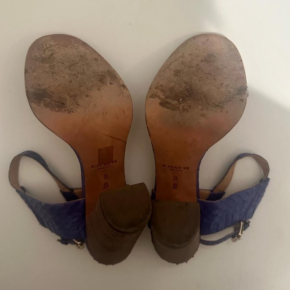 Coach COACH Lexey Snakeskin Chunky Open Toe Sandals Marine Blue 8 Size US 8 / IT 38 - 11 Thumbnail