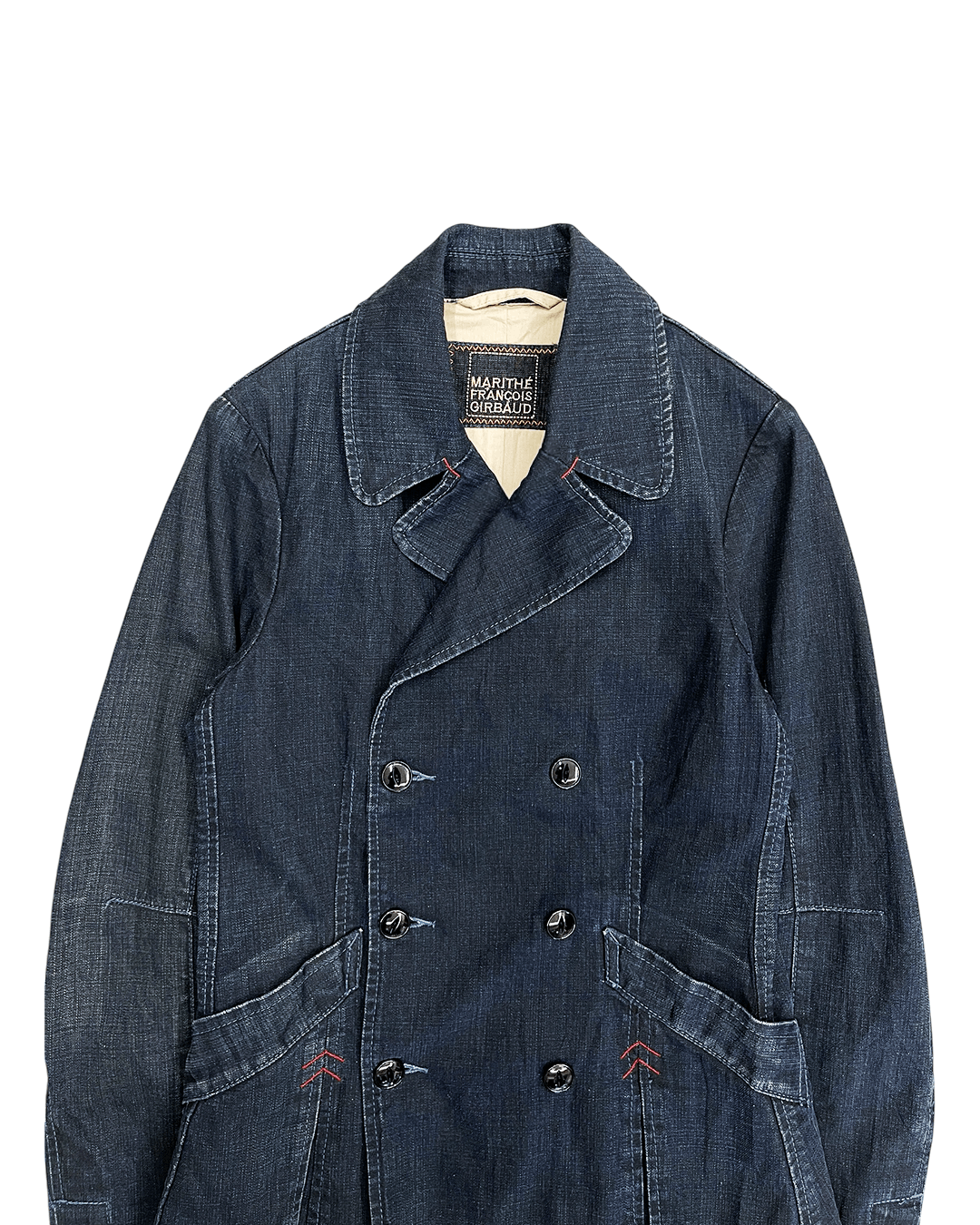 Marithe + Francois Girbaud Marithe Francois Girbaud 90s Red Stitch Detail Denim Blazer Size M / US 6-8 / IT 42-44 - 6 Thumbnail