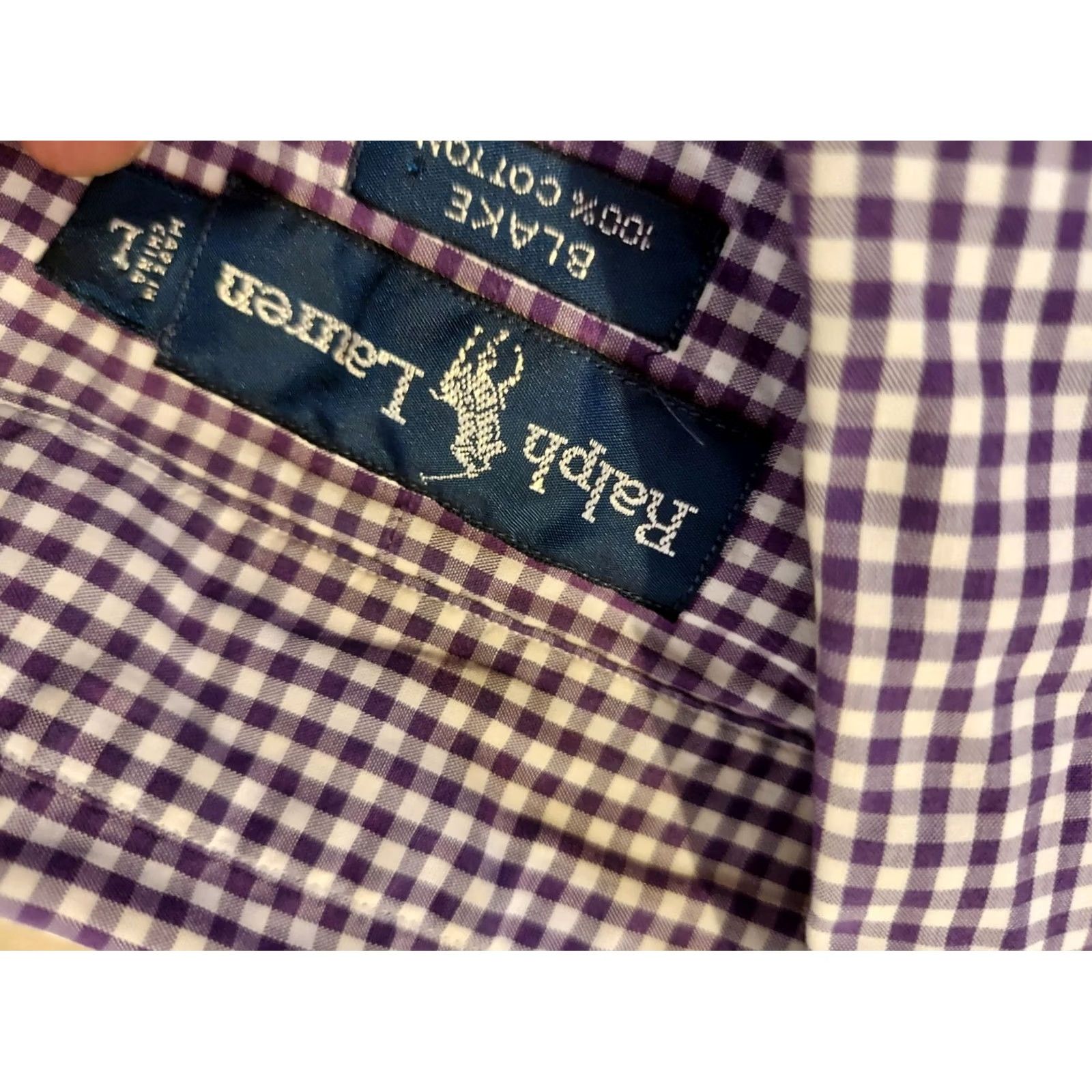 Polo Ralph Lauren Polo Ralph Lauren Shirt Mens L Purple Dress Button Cotton Size 42R - 3 Thumbnail