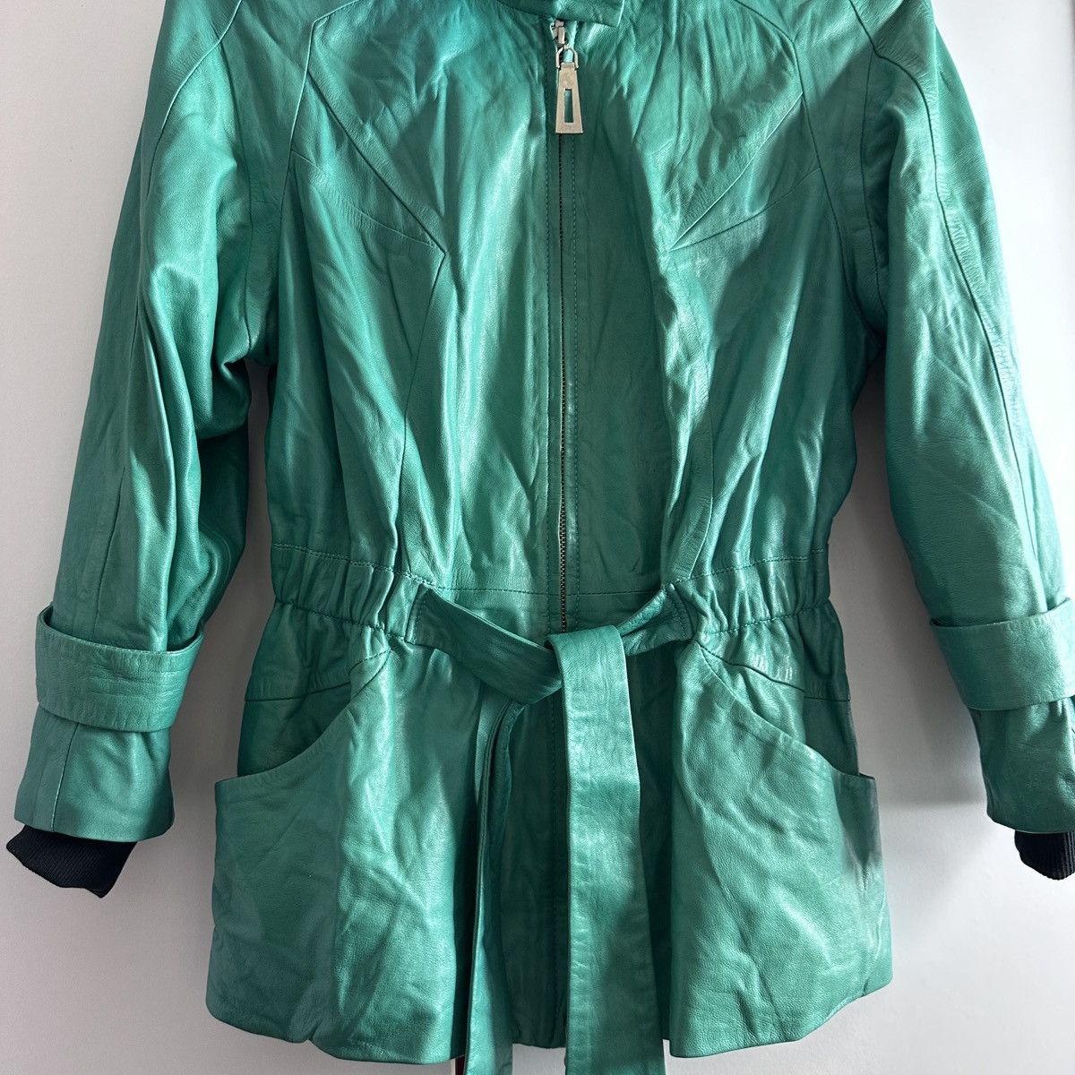 Other Vintage Giorgio Roti Green Leather Printed Silk Lining Size M / US 6-8 / IT 42-44 - 6 Thumbnail