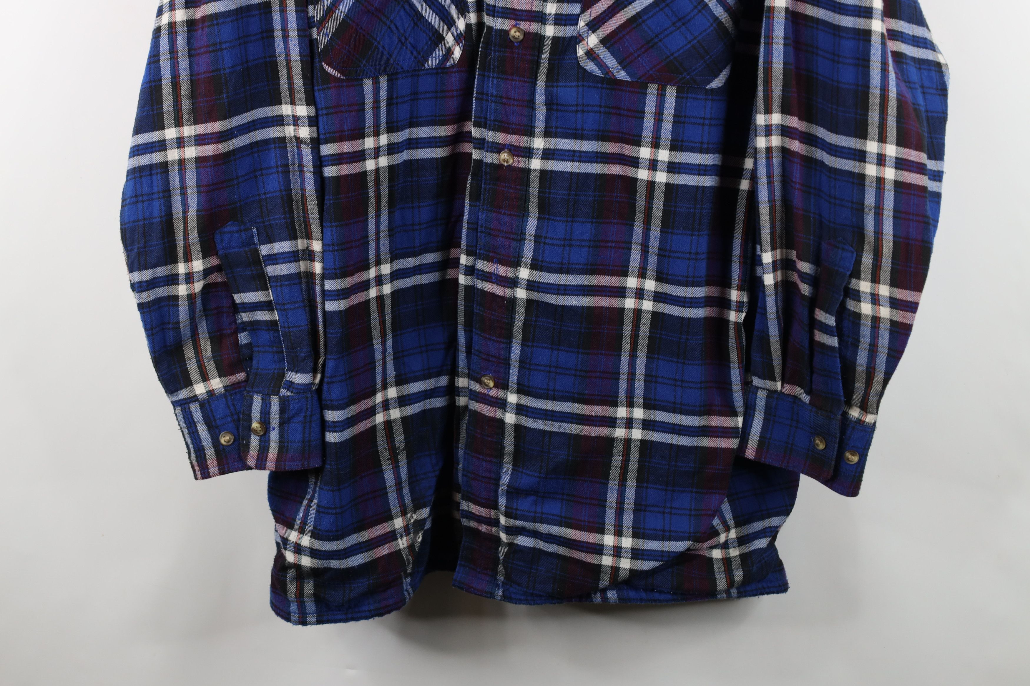 Vintage Vintage 70s 80s Streetwear Knit Flannel Button Shirt Jacket Size US L / EU 52-54 / 3 - 3 Thumbnail
