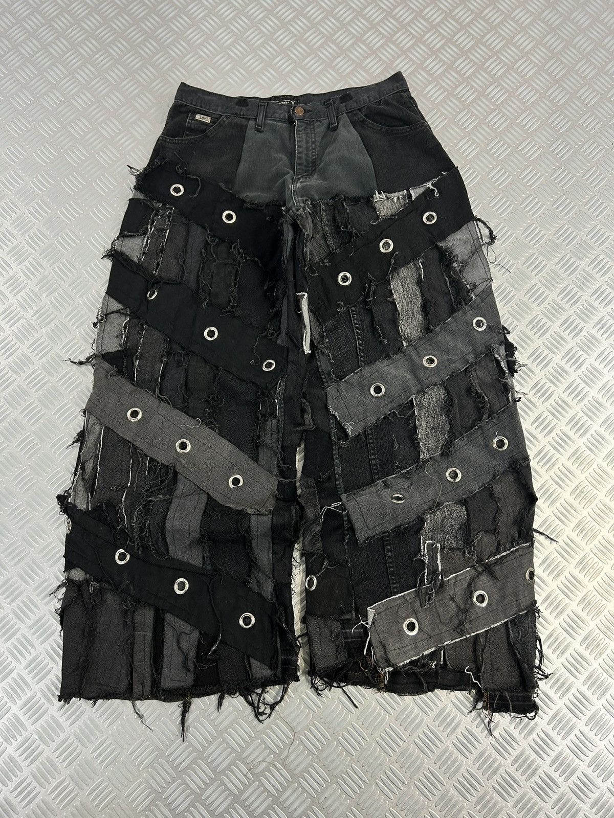 V*4様 Remake denim archive goth opium pun Custom baggy jeans handmade distressed patchwork opium punk