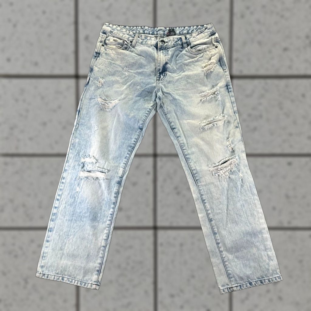 VINTAGE Southpole Jeans Mens 36x30 Blue Denim Distressed 5-Pocket Straight Cotton Regular Jeans Mens Blue 90s City Classic Outdoor