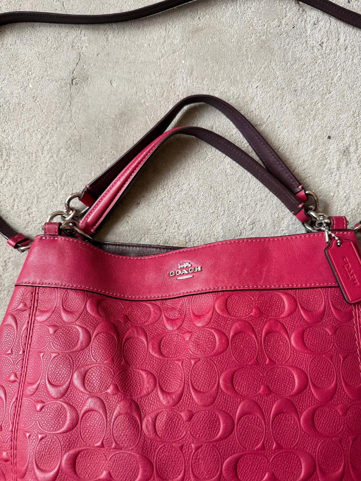 Coach Coach 2Way Signature Embossed Lexy Shoulder Bag Red Size ONE SIZE - 3 Thumbnail