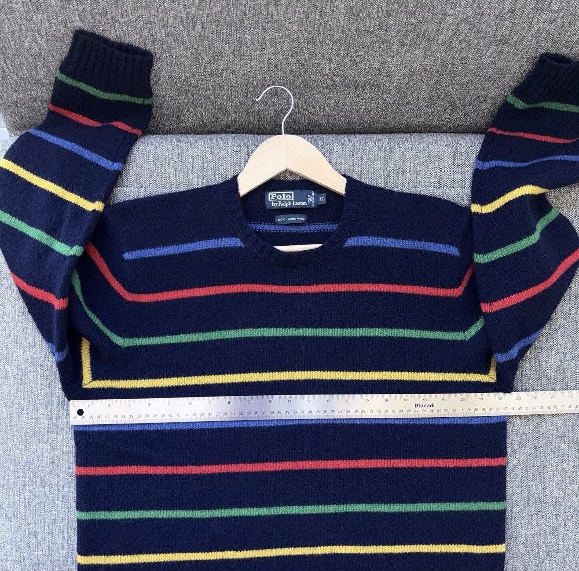 Polo Ralph Lauren Vintage 100% Lambswool Striped Sweater Rainbow Wool Size US XL / EU 56 / 4 - 8 Thumbnail