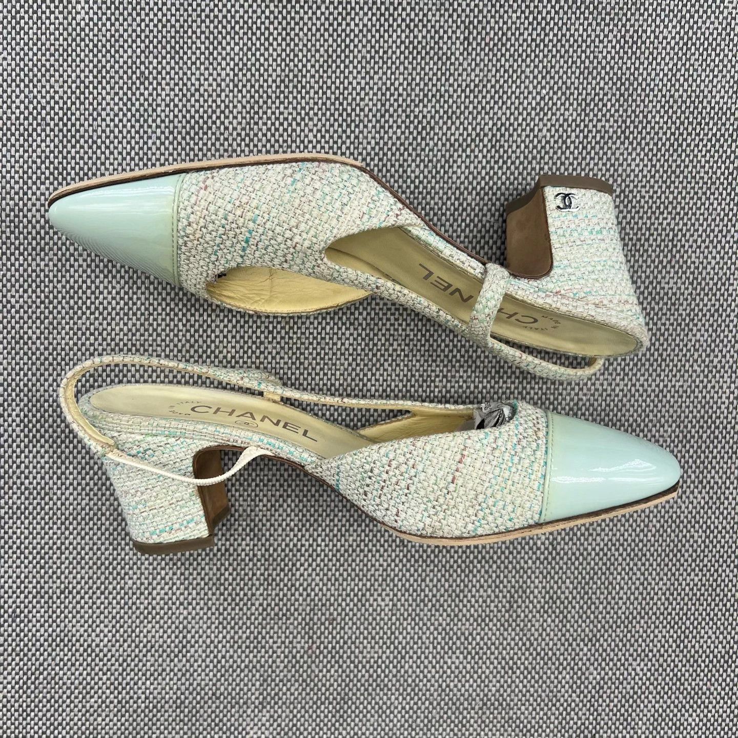 Chanel Chanel tweed paneled block heel pumps women's new Size US 5.5 / IT 35.5 - 2 Thumbnail