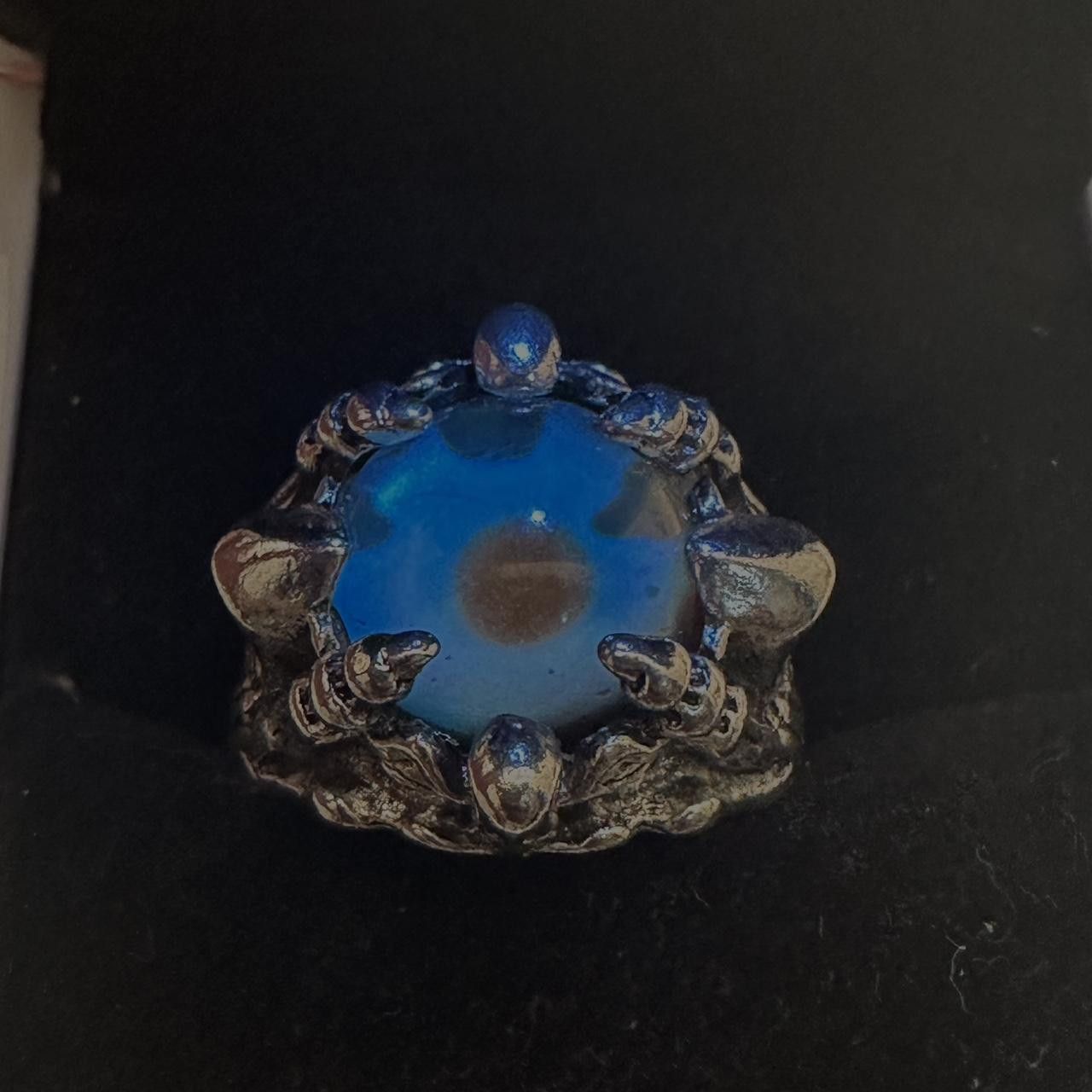 Other Stainless Steel Dragon Claw Blue Evil Eye Eyeball Ring Size ONE SIZE - 1 Thumbnail