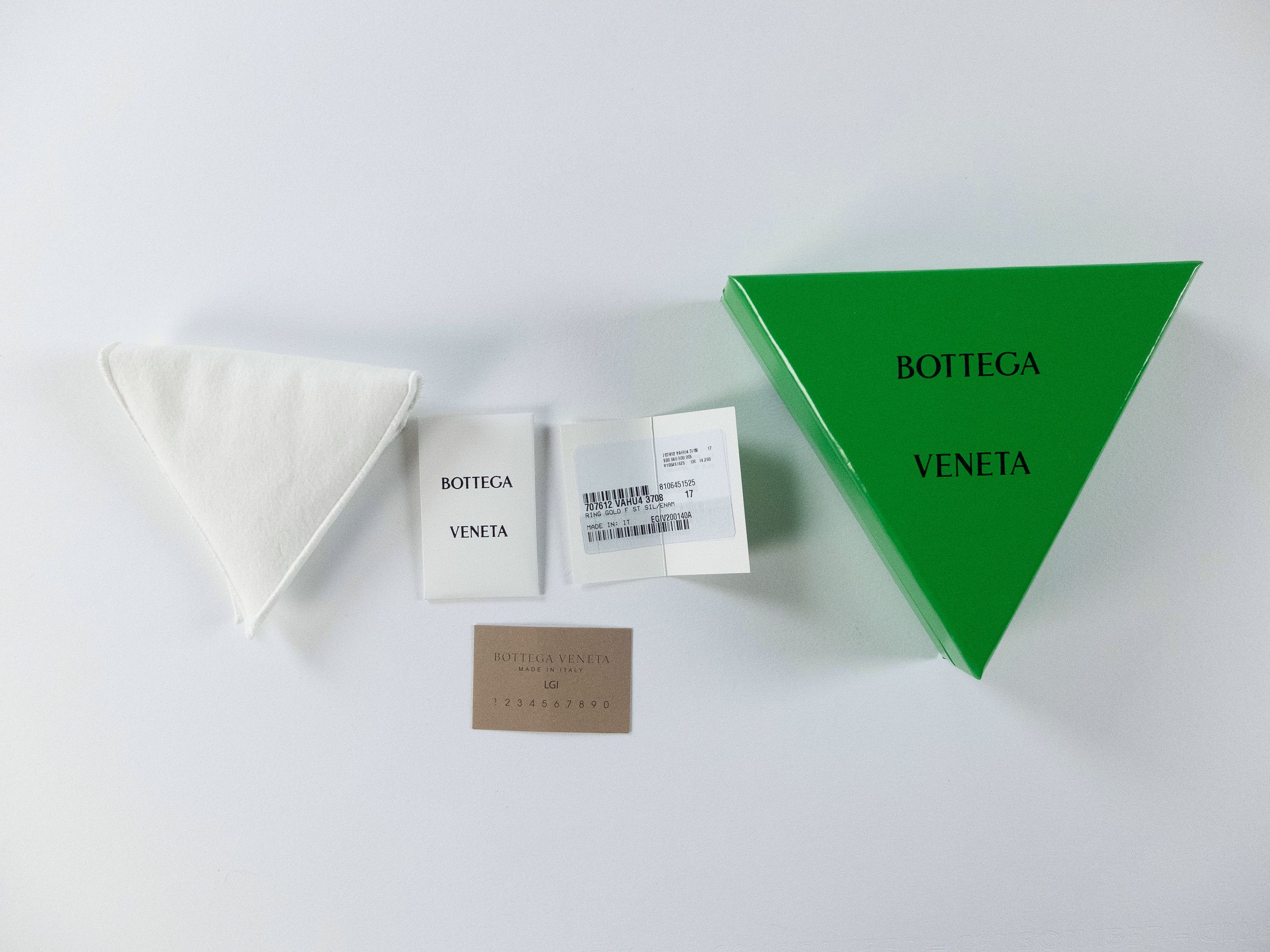 Bottega Veneta BOTTEGA VENETA green and gold silver double ring 8 17 q Size ONE SIZE - 7 Thumbnail