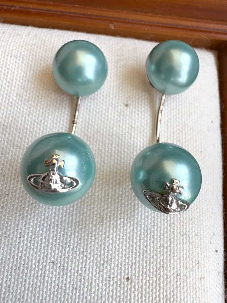 Vivienne Westwood Vivienne Westwood Teal Pearl Stud Earrings Size ONE SIZE - 5 Thumbnail