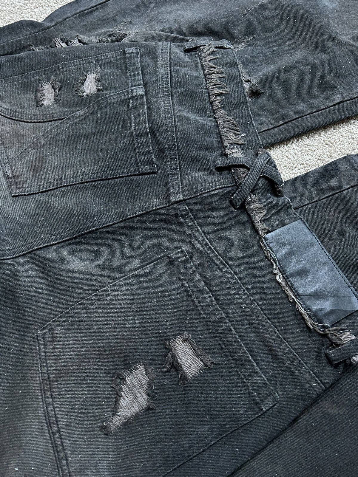 Japanese Brand Flared Distressed Denim Wide Leg Size US 30 / EU 46 - 2 Thumbnail