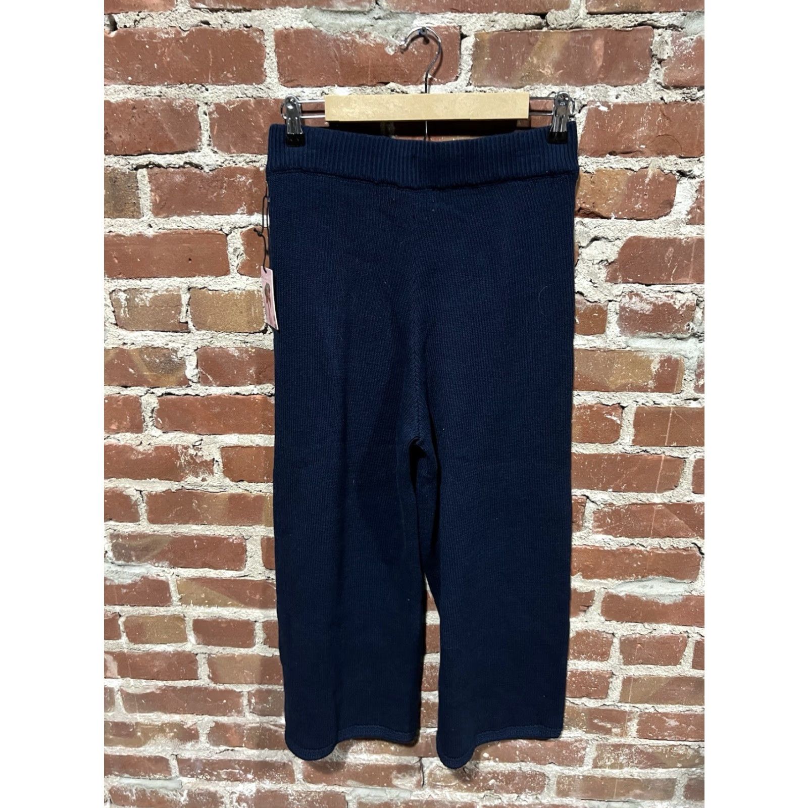 Vintage Sincerely Jules Womens Pants Cropped Blue Size L Pull On Ribbed Cropped Solid 23" Inseam Size 36" / US 14 / IT 50 - 2 Thumbnail