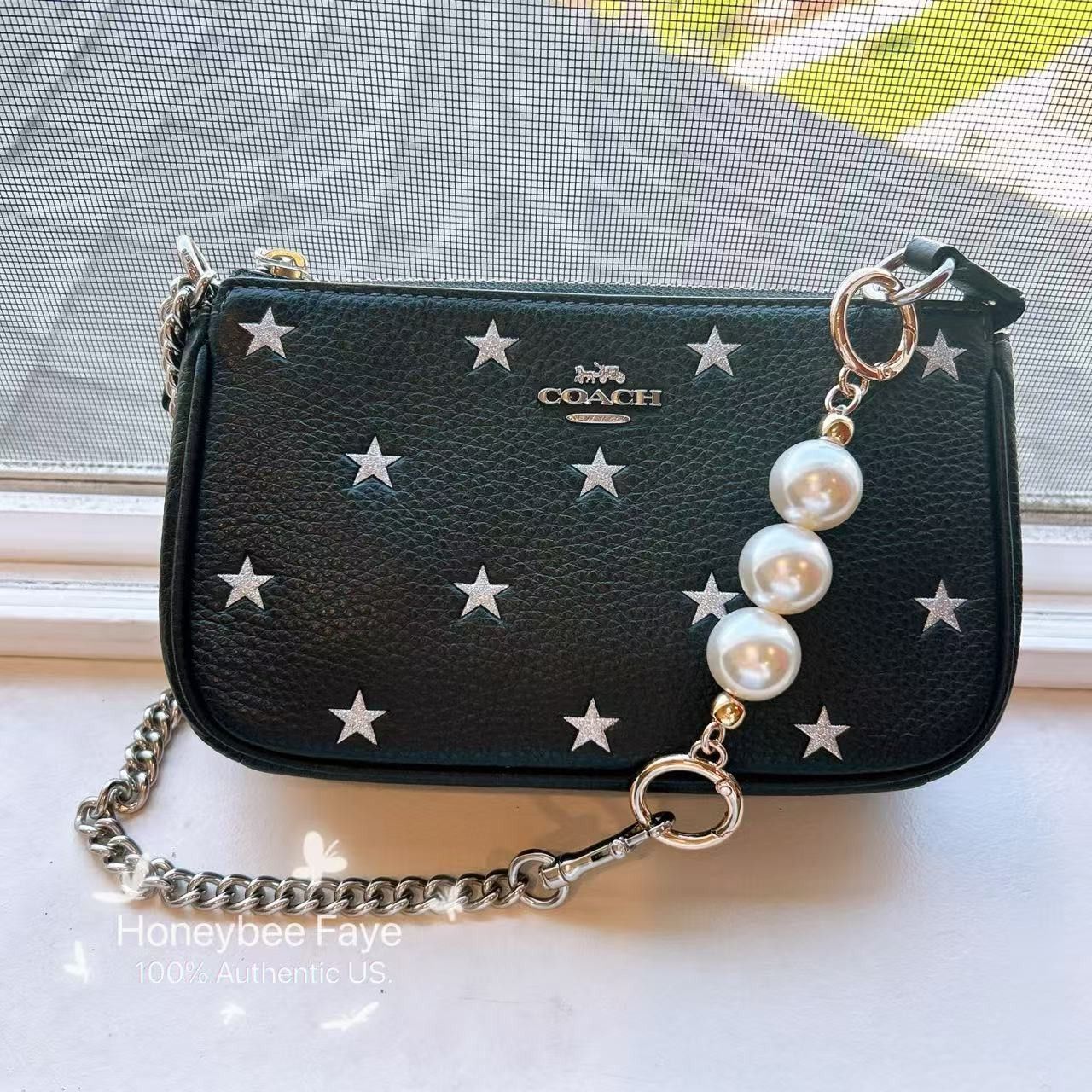 Coach Nolita 19 With Star Print CW409 plus extended Pearl chain Size ONE SIZE - 1 Thumbnail