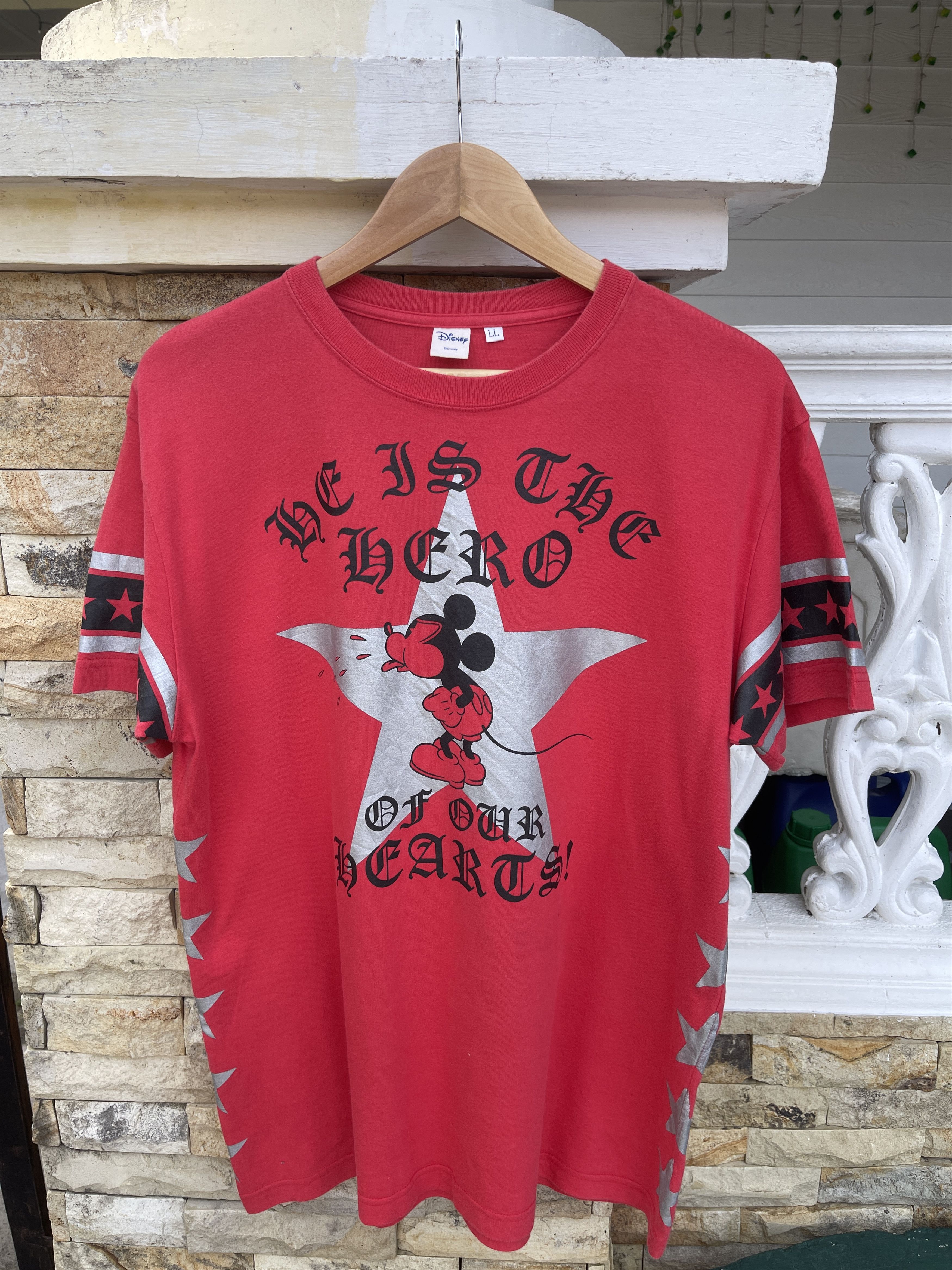 Disney Last Drop🔥Rare🔥Vtg Mickey Mouse Chrome Hearts design T-Shirt Size US L / EU 52-54 / 3 - 1 Thumbnail