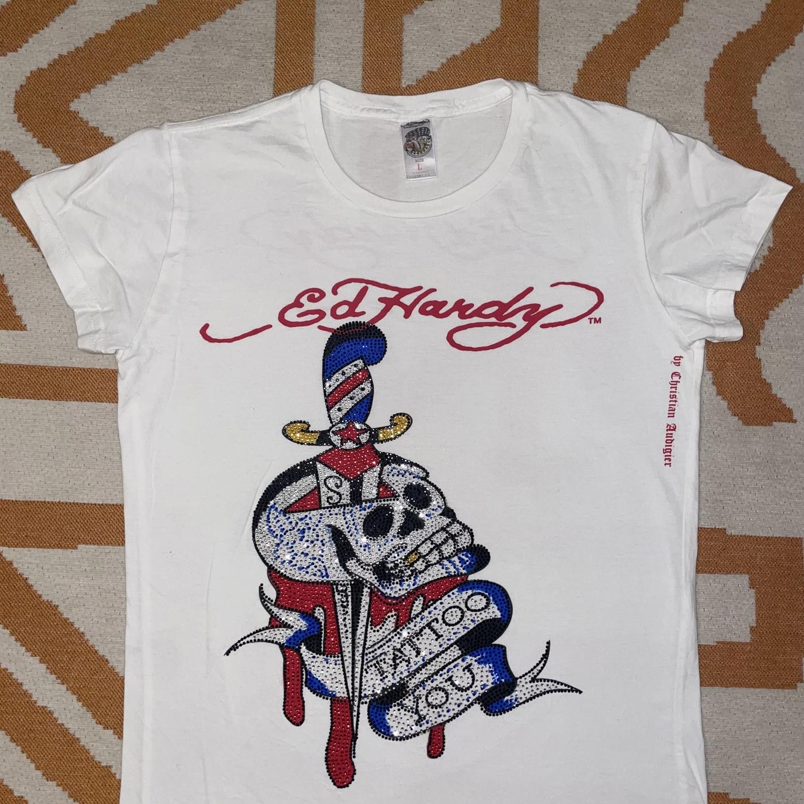 Ed Hardy Ed Hardy 00s Embellished Skull T-Shirt L Size US L / EU 52-54 / 3 - 3 Thumbnail