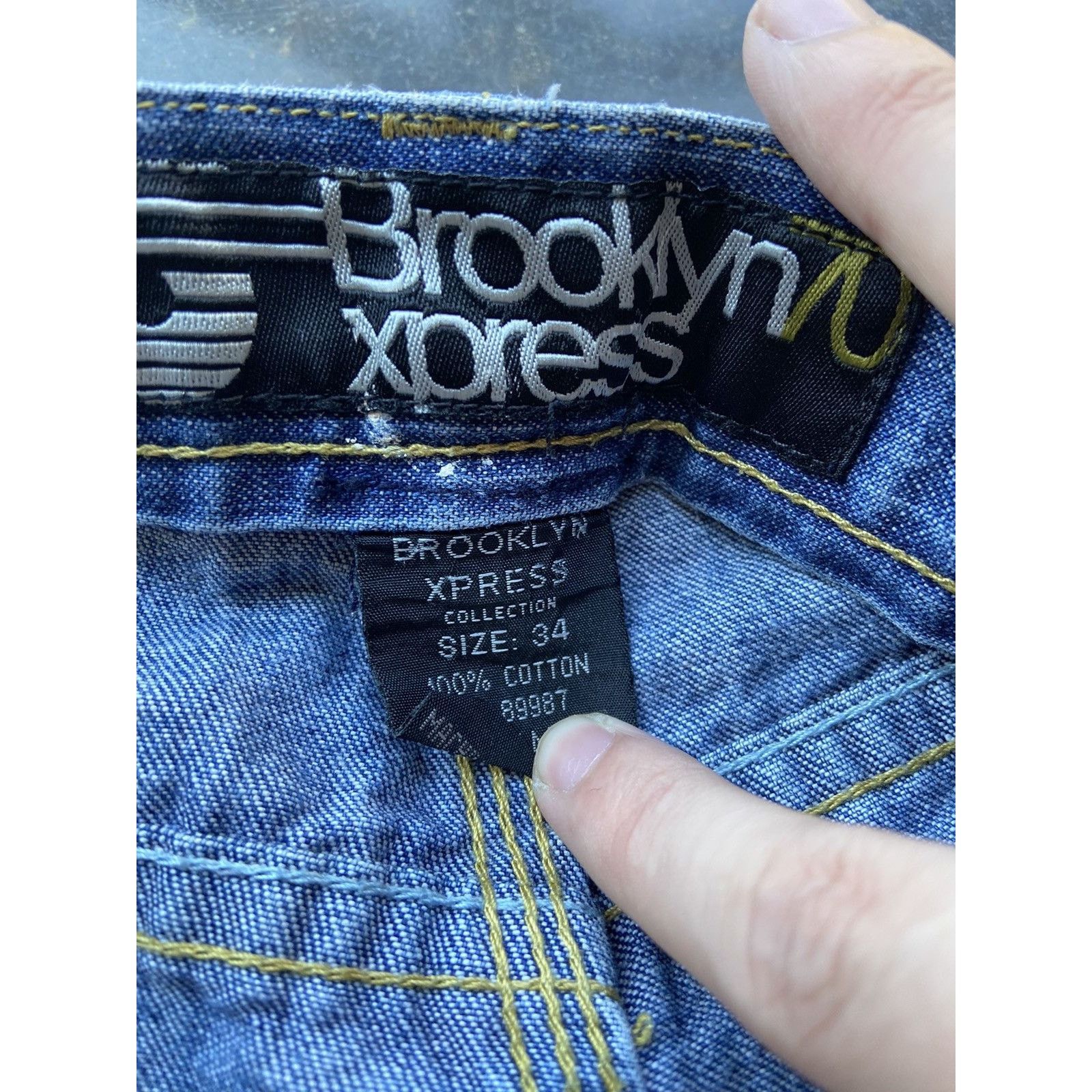 Brooklyn Xpress × JNCO × Vintage Crazy Vintage Baggy Wide Leg Carpenter Embroidered Jeans Size US 34 / EU 50 - 9 Thumbnail