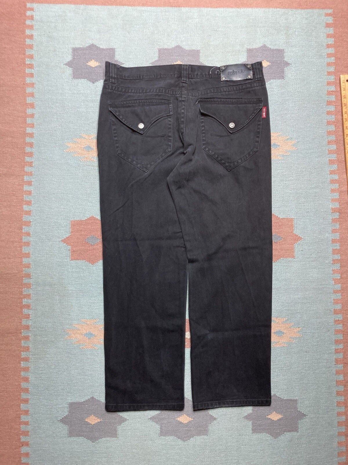 y2k baggy jeans pelle pelle black goth grunge skater 40x32