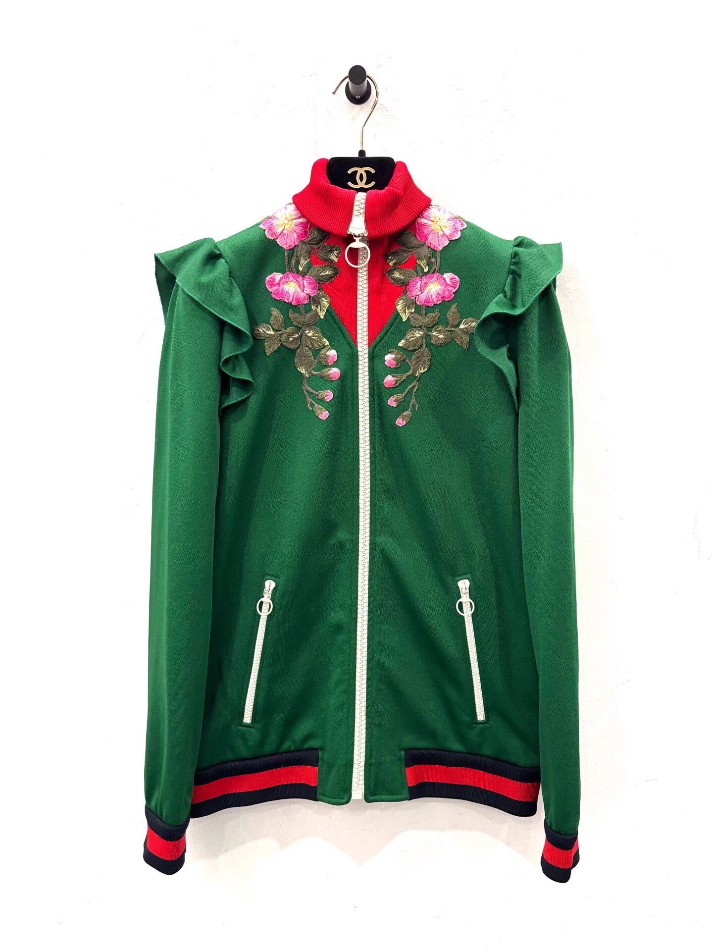 Gucci Gucci women's green embroidery floral logo jacket M Size M / US 6-8 / IT 42-44 - 1 Thumbnail
