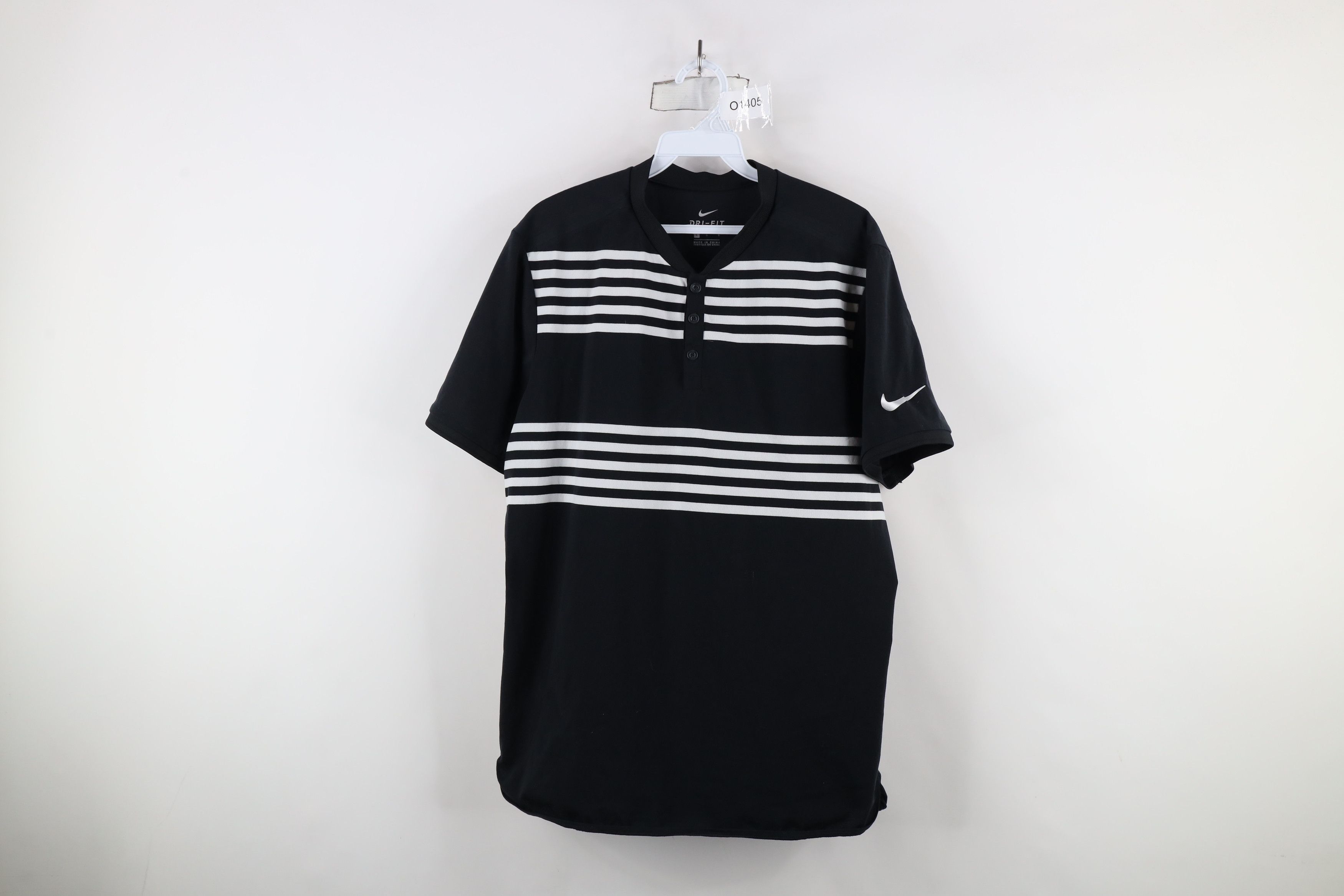 Nike Color Block Blade Collar Golf Polo Henley T-Shirt Black
