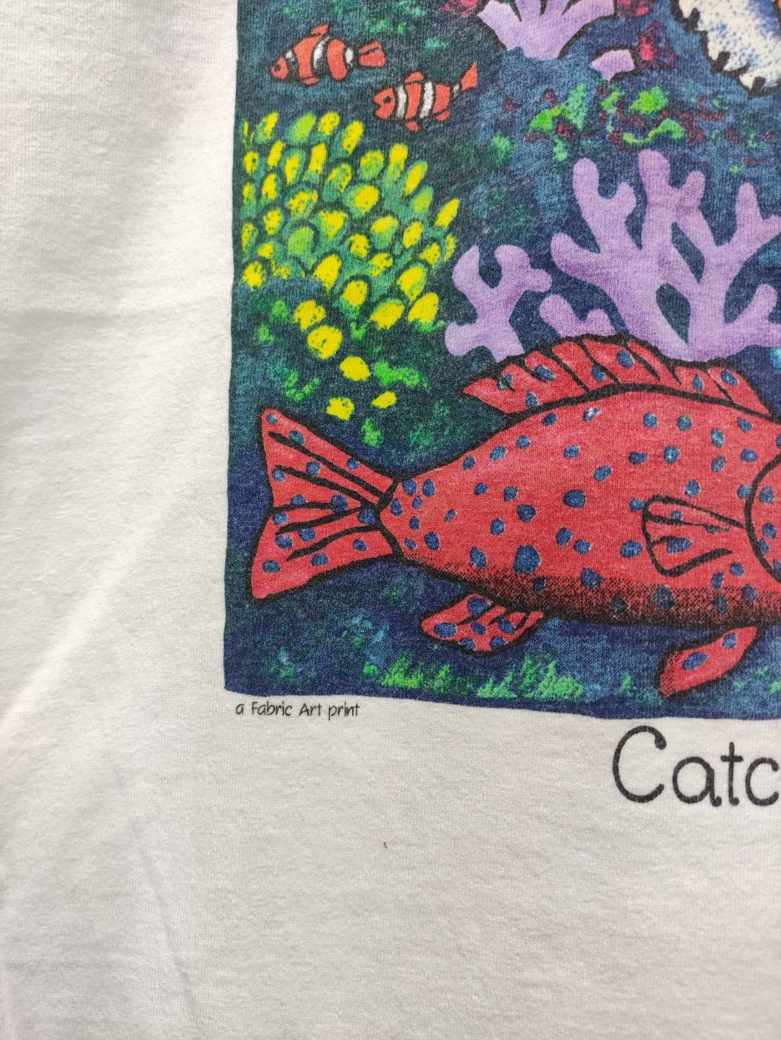 Vintage Vtg 90's Scuba Cat " Catch Of The Day " Funny Art T-Shirt Size US L / EU 52-54 / 3 - 4 Thumbnail