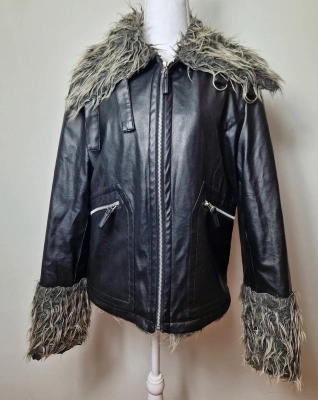 Japanese Brand Vintage faux fur leather jacket Avant garde y2k japan Size L / US 10 / IT 46 - 3 Thumbnail