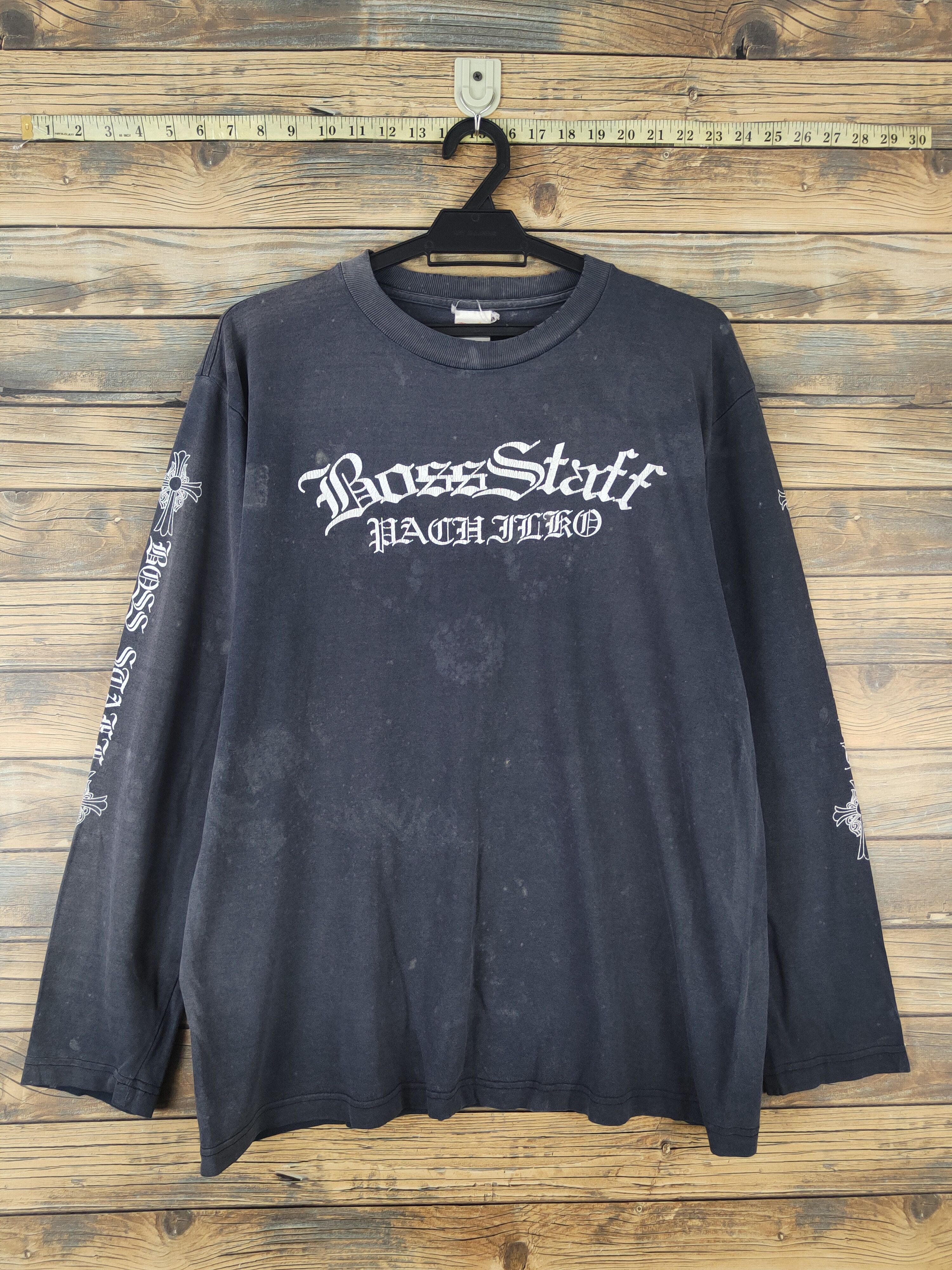 Japanese Brand DL Boss Staff like Chrome Heart Navy Faded shirt #618 Size US L / EU 52-54 / 3 - 1 Thumbnail