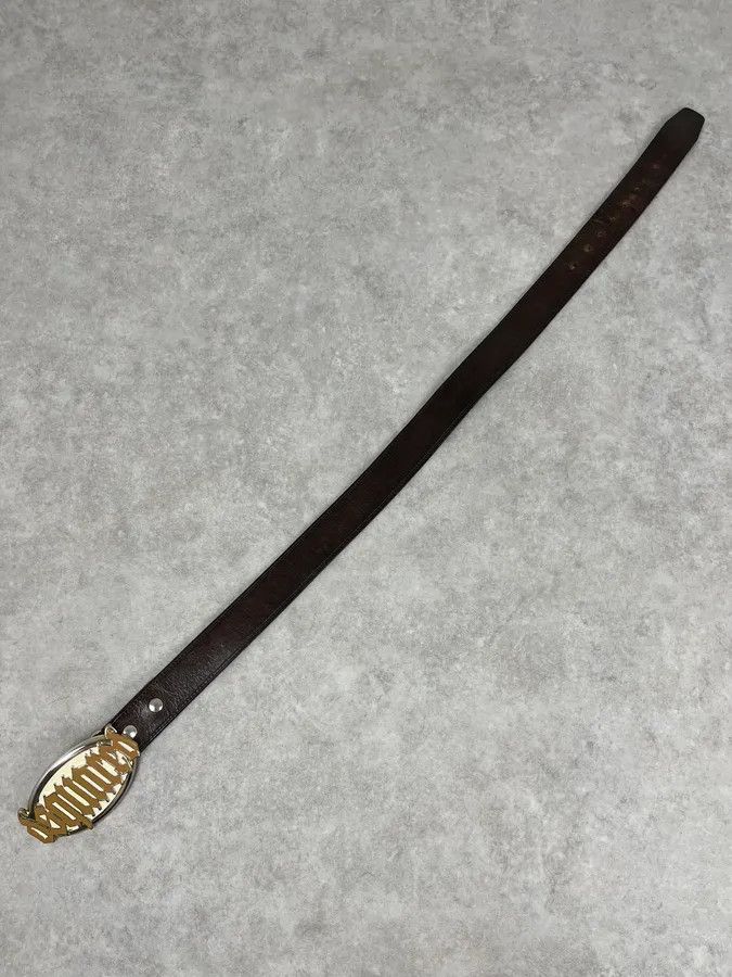 Dsquared2 Dsquared2 Brown Leather Belt Gold Skeleton Logo Adjustable Size ONE SIZE - 8 Thumbnail