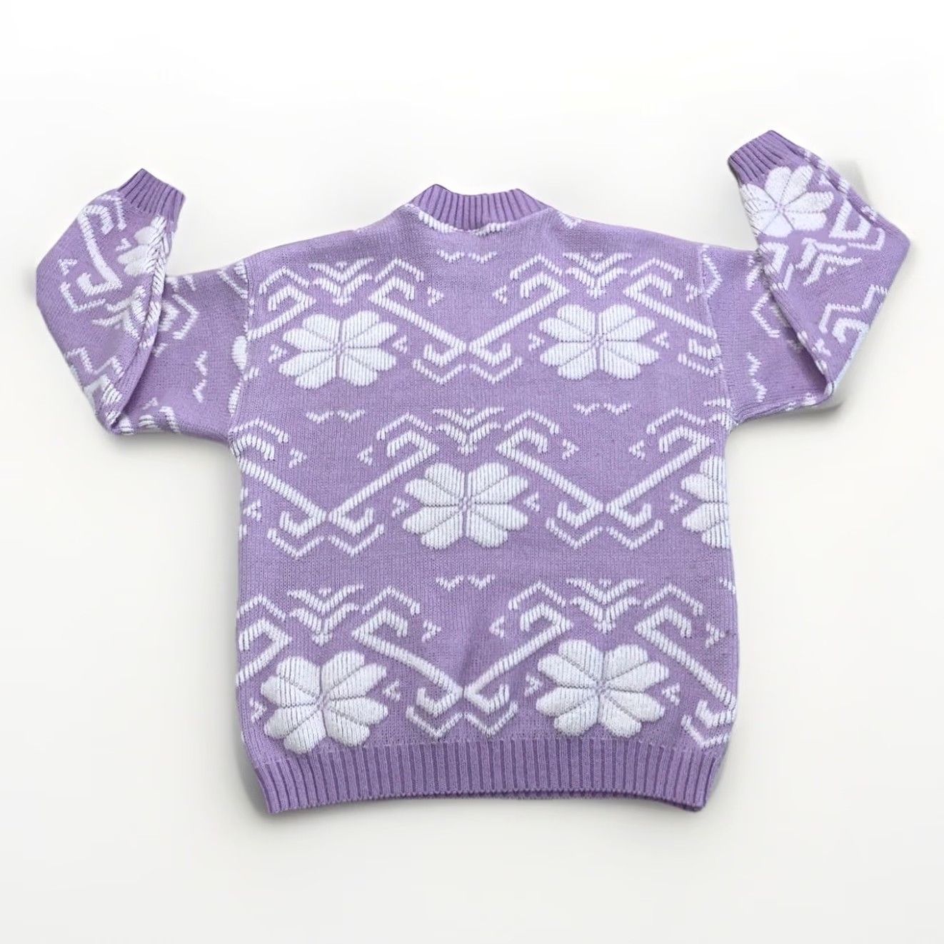 Vintage VINTAGE Distinctive Sportswear Purple Floral High Neck Knit Sweater Medium Women Size M / US 6-8 / IT 42-44 - 5 Thumbnail