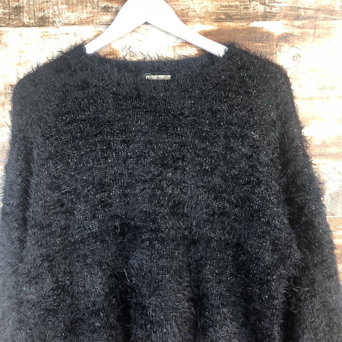GU DL GU Black shaggy fur Mohair Knitwear #C321 Size M / US 6-8 / IT 42-44 - 5 Thumbnail
