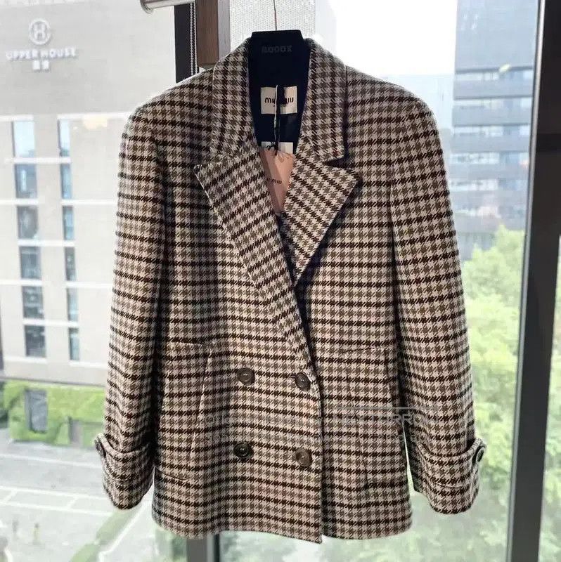 Miu Miu Miu Miu Checked Wool Women's Jacket . Size XXS / US 00 / IT 34 - 1 Thumbnail