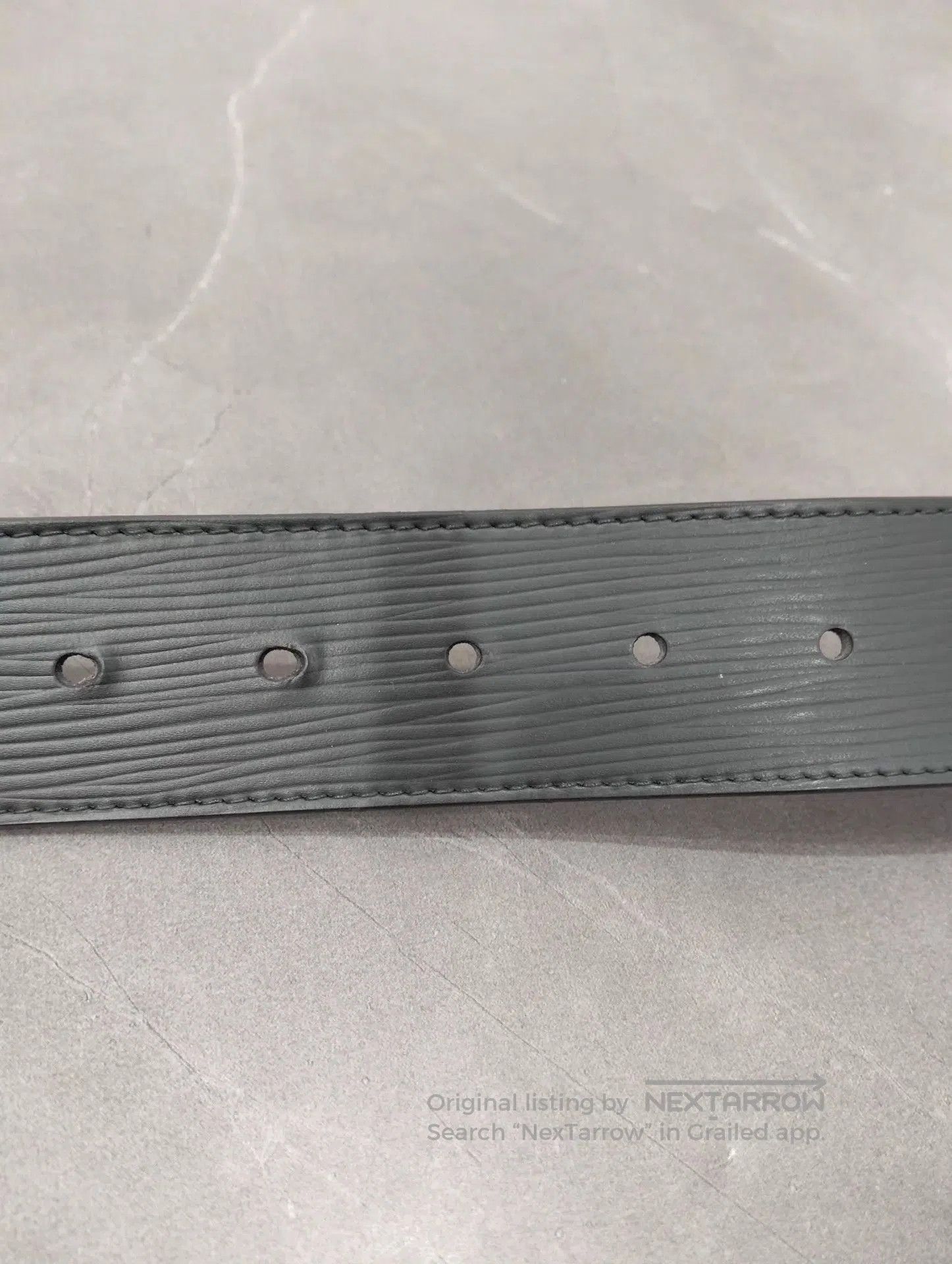 Louis Vuitton Gray Belt with Engraved Buckle. Size ONE SIZE - 4 Thumbnail