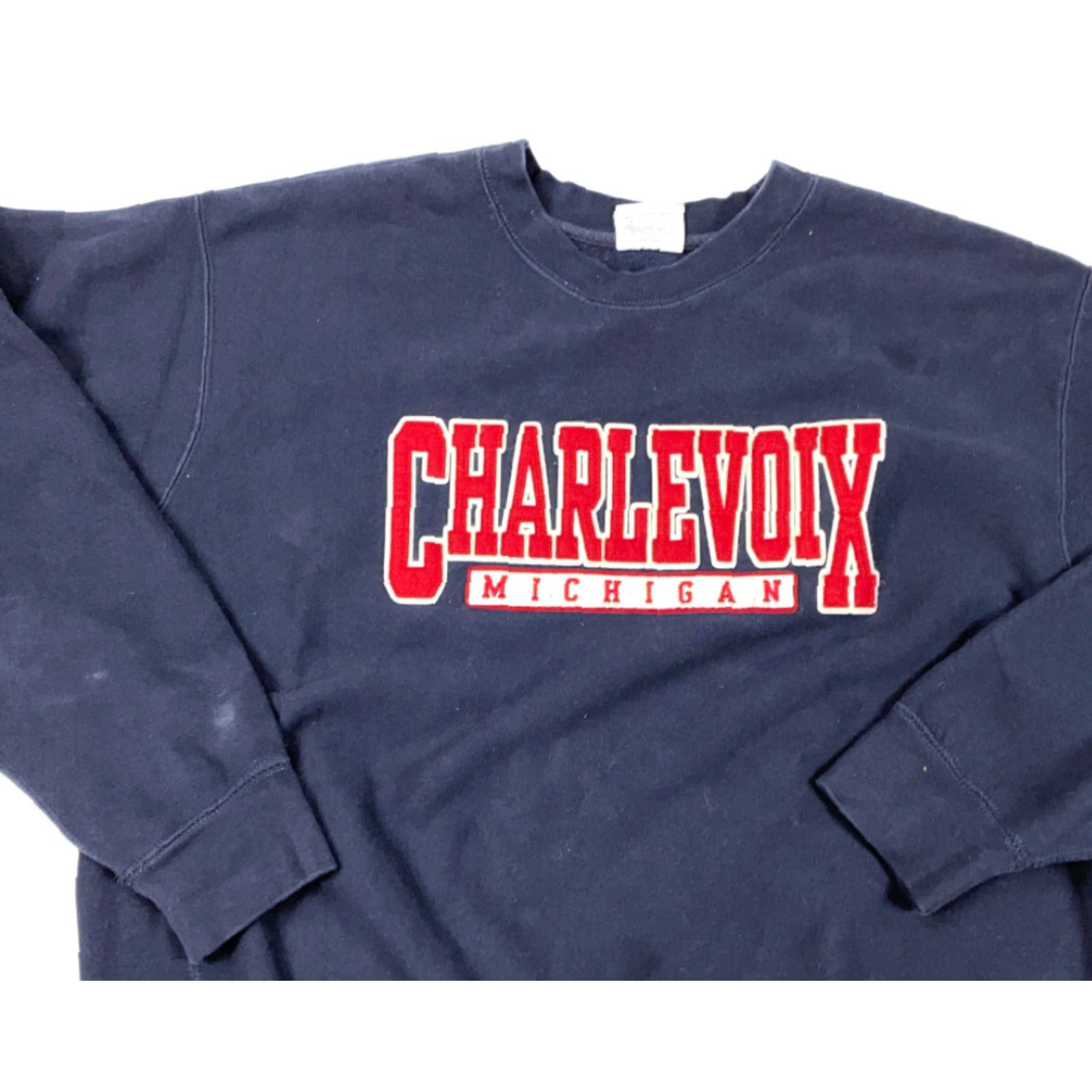 Vintage VINTAGE MV Sport Pro Weave Sweatshirt Men XL Blue Embroidered 90s Northern Michigan Graphic Print Heavyweight Crew Neck Pullover Cotton Blend Size US XL / EU 56 / 4 - 4 Thumbnail