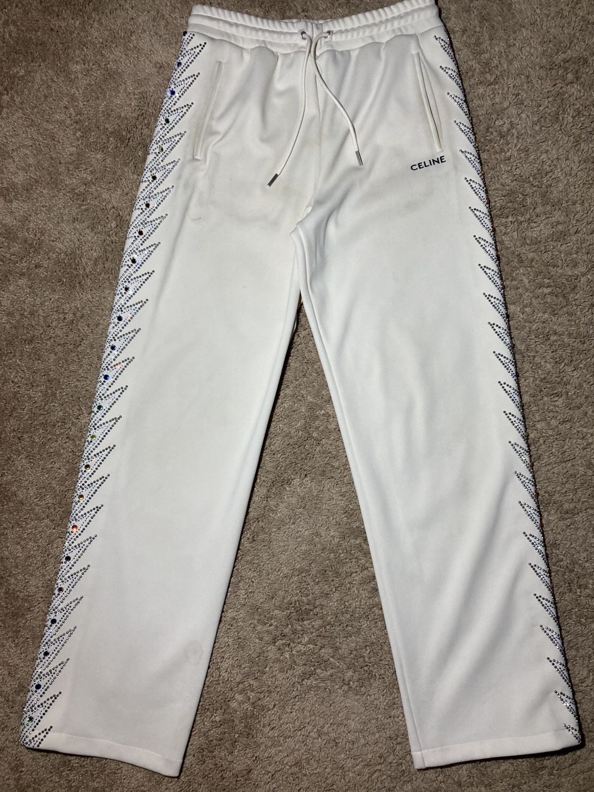 Celine SS23 Celine Lightning Crystal Sweatpants Cream 2023 Jewel S Size US 30 / EU 46 - 2 Thumbnail