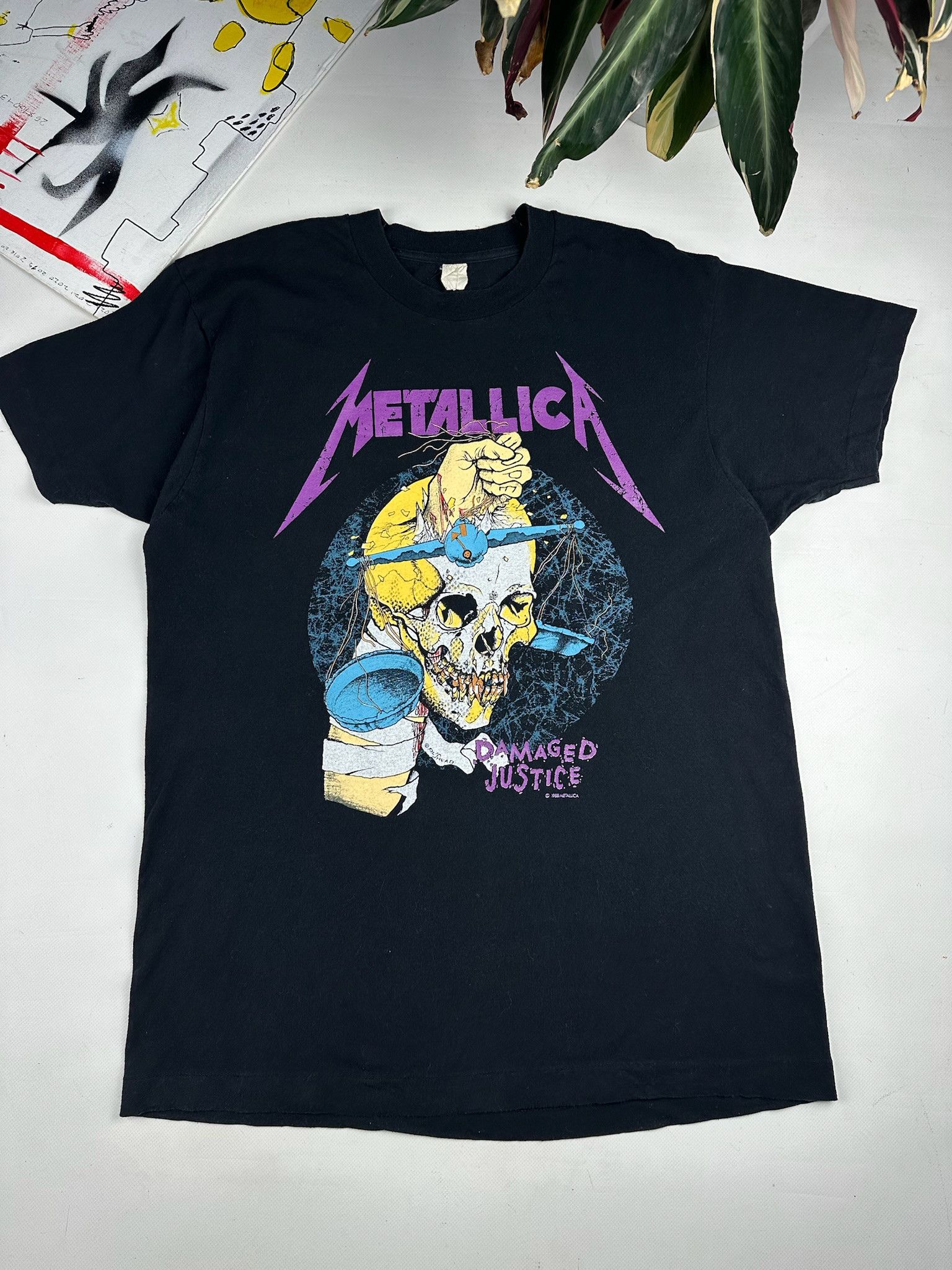 Band Tees Vintage Metallica Damaged Justice Pushhead 1988 Faded Tee Size US L / EU 52-54 / 3 - 1 Thumbnail