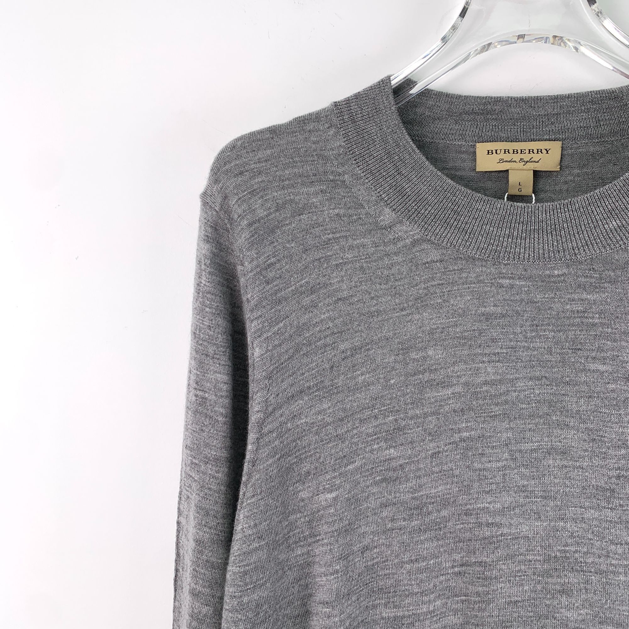 Burberry Burberry Grey Wool Round-Neck Long-Sleeved Knitwear Sweater Size US L / EU 52-54 / 3 - 6 Thumbnail