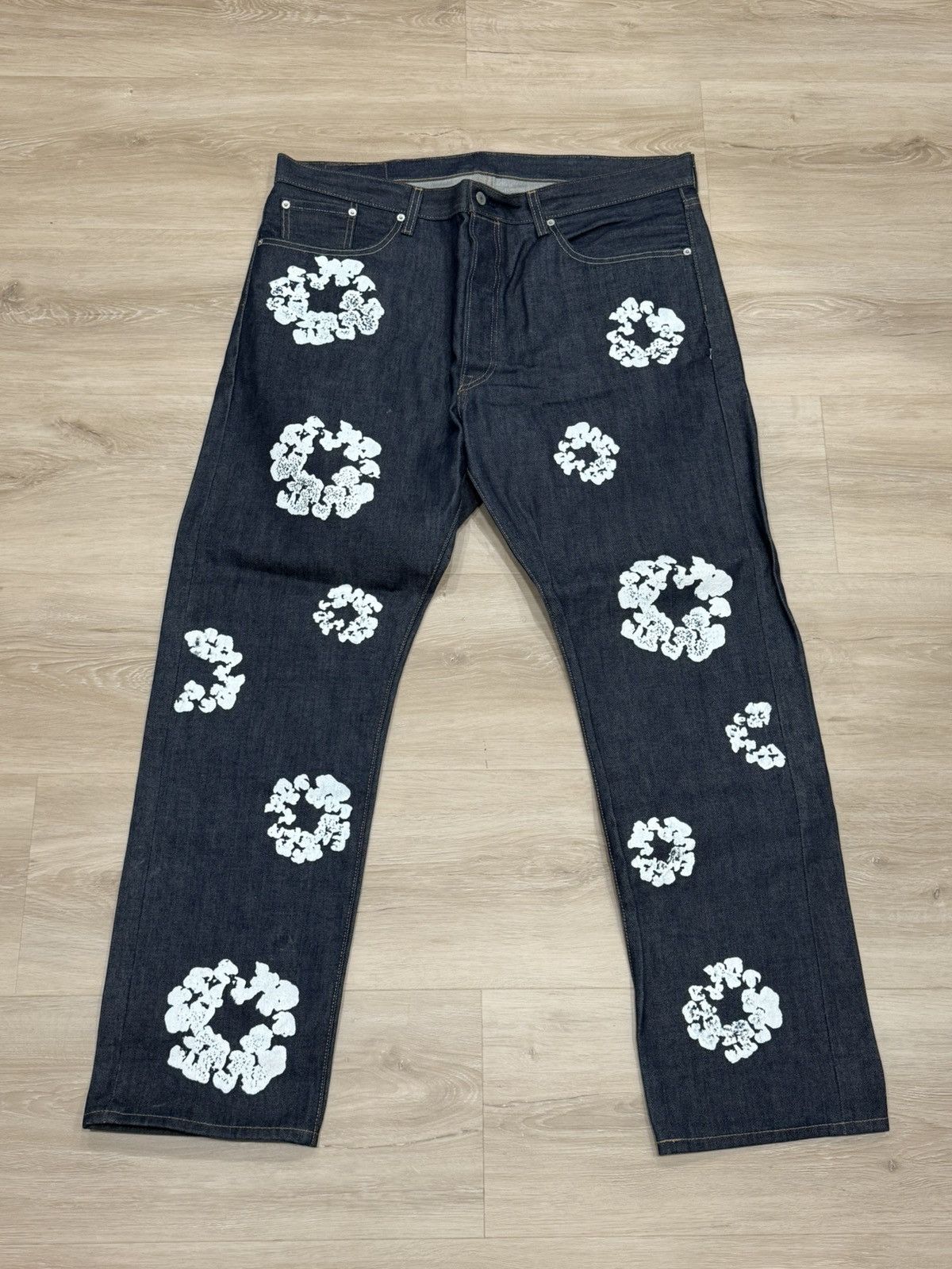 Denim Tears Levi’s Cotton Wreath Raw Indigo Selvedge Jeans