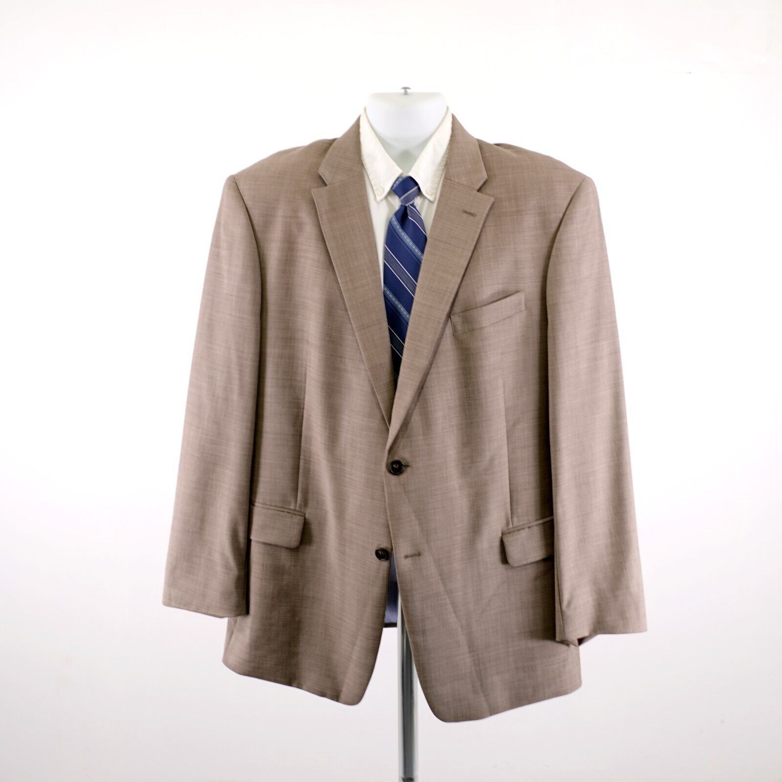 Tommy Hilfiger Tommy Hilfiger Brown Tan Sharkskin Wool 44R 2 Button Blazer Size 44R - 4 Thumbnail