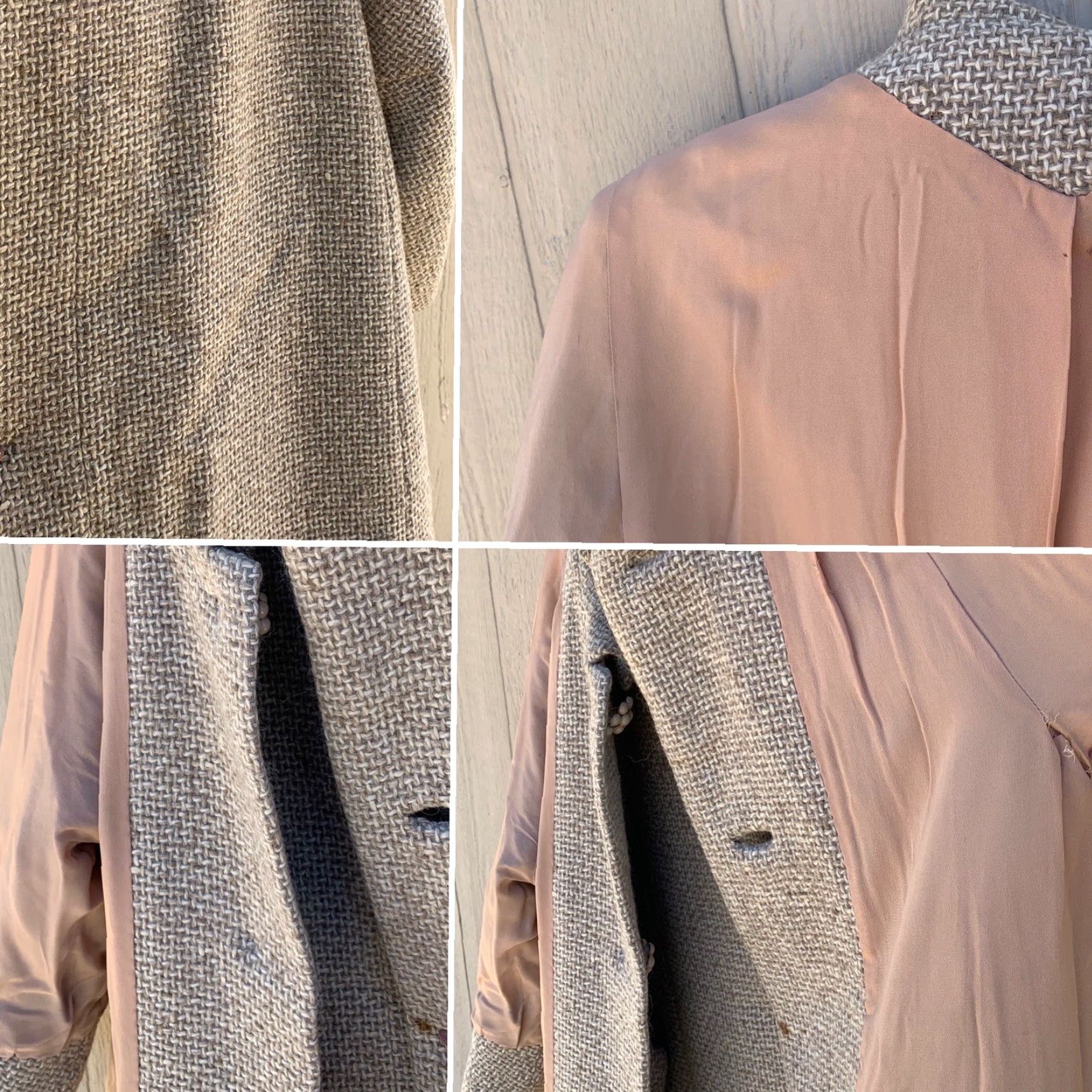 Vintage VINTAGE Union Label 1950s Coat Ladies Wool Tweed M/L Beige Rockabilly USA" Size M / US 6-8 / IT 42-44 - 6 Thumbnail