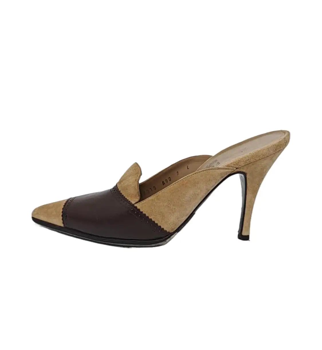 Salvatore Ferragamo Spring/Autumn Dark Brown Leather, Suede Women's High Heels 3, Women's (Size 7.5)