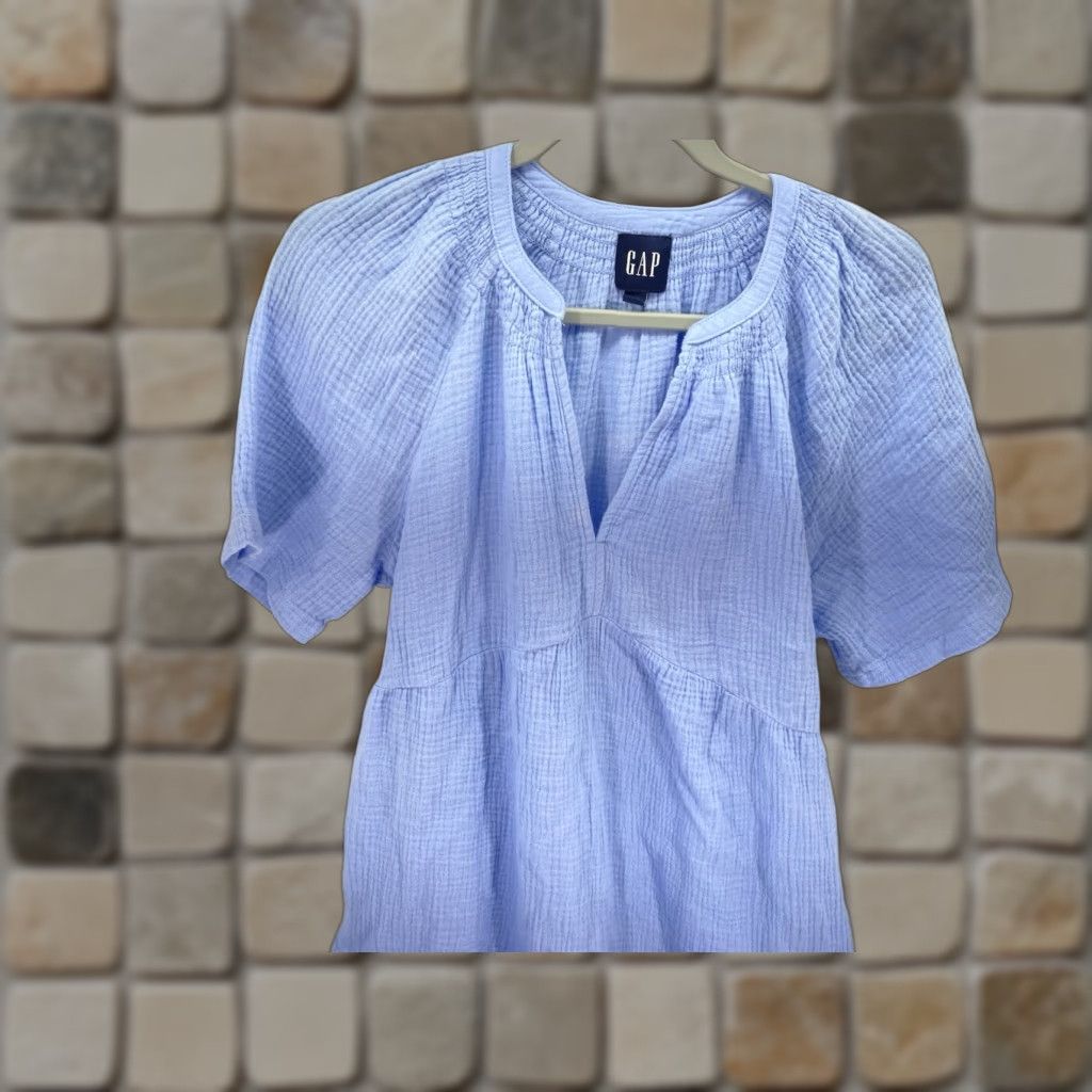 Gap Gap Dress Women XS Blue Short Sleeve Pockets Crinkled Gauze Tiered NWT Maxi Vintage: No, Gap, Regular, Cotton, 19 Across Chest 38 Shoulders to Waist Size 26" / US 2 / IT 38 - 1 Thumbnail