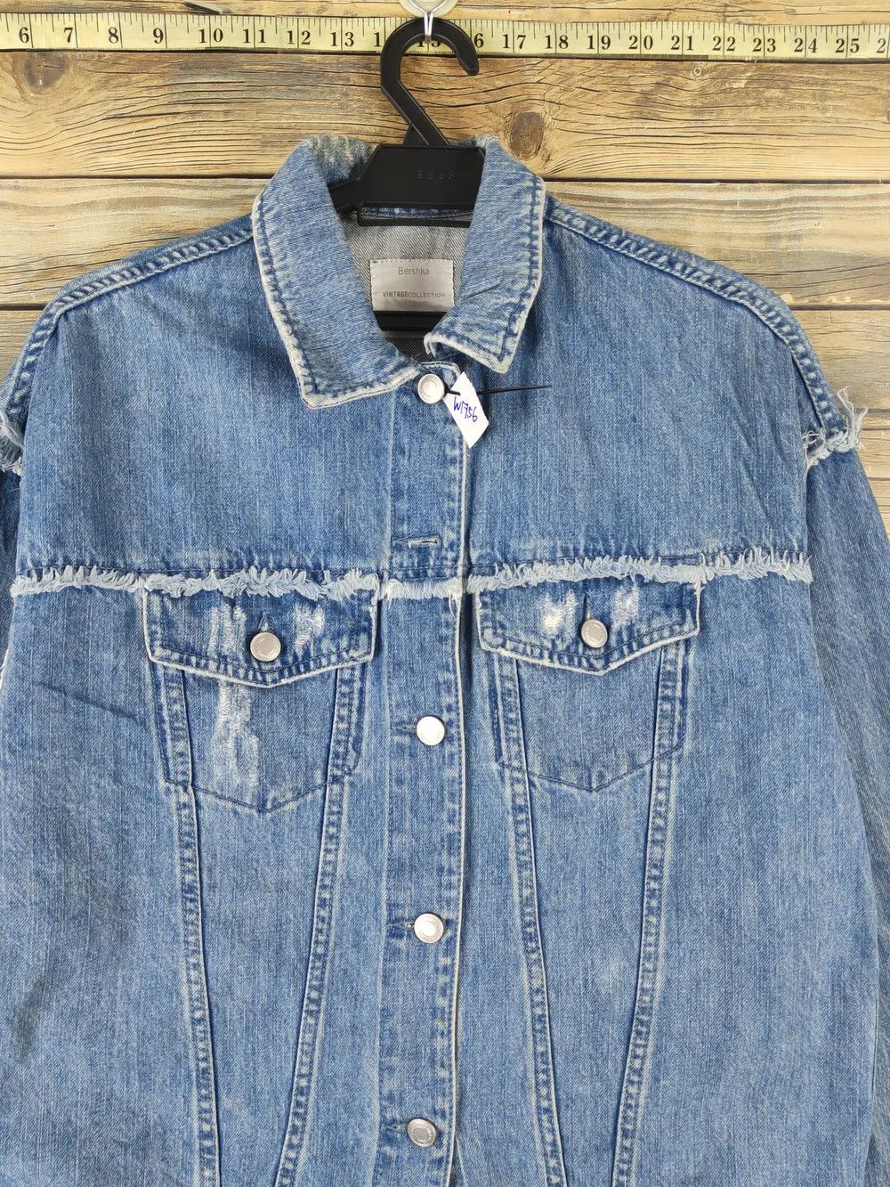 Bershka Bershka Blue Distressed Ripped Denim Jackets #W1756 Size XS / US 0-2 / IT 36-38 - 8 Thumbnail