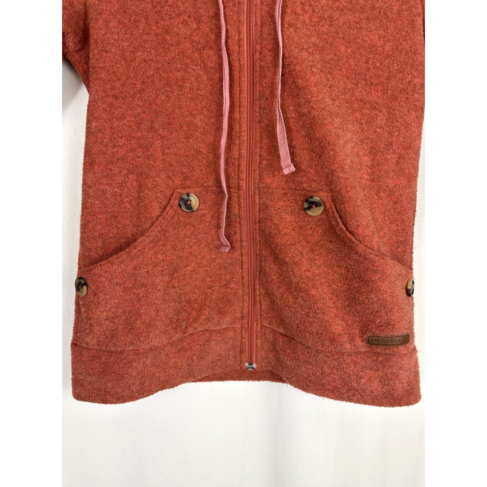 Merrell Merrell Women Hoodie XS Full Zip Fleece Polyester Orange Size XS / US 0-2 / IT 36-38 - 3 Thumbnail