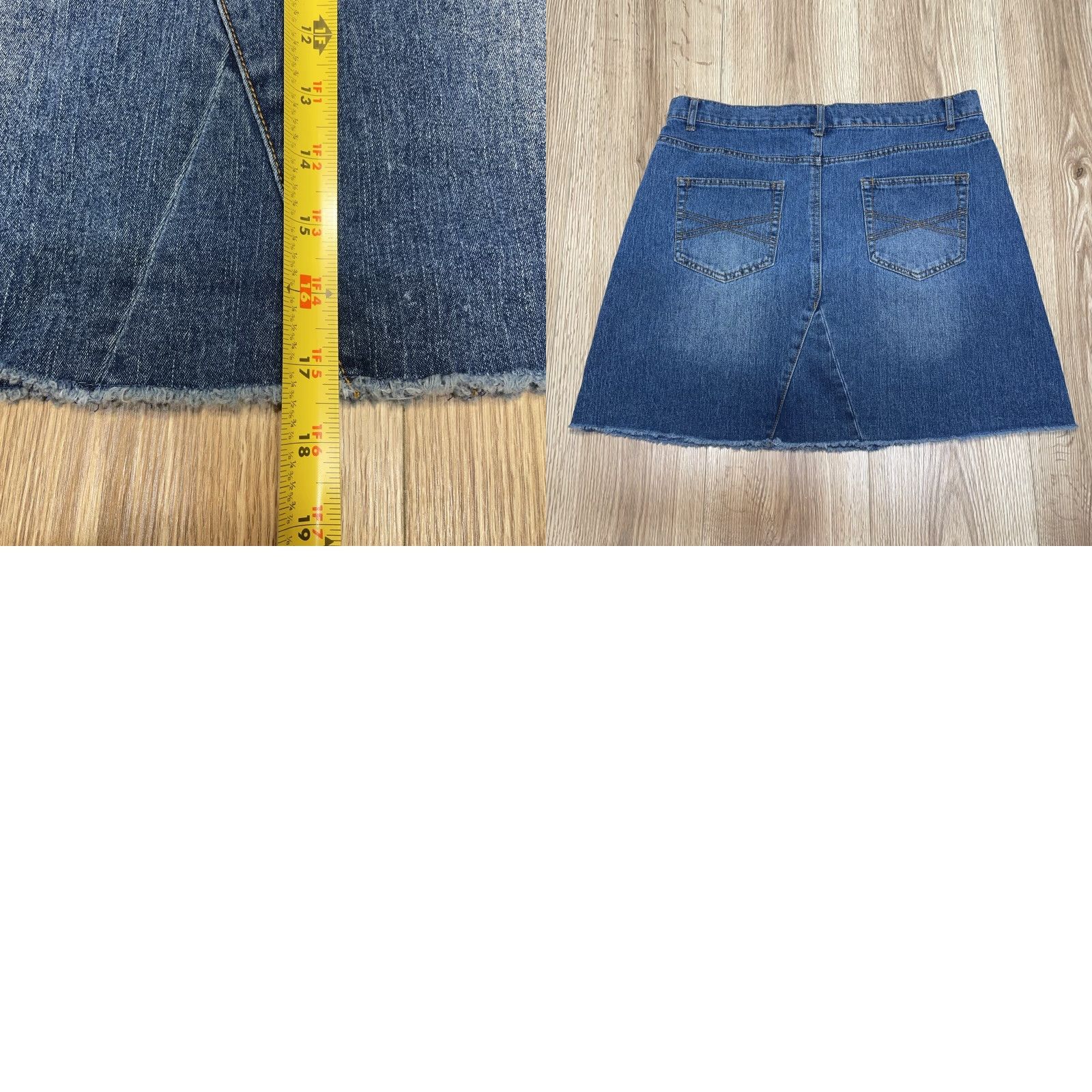 Denime VINTAGE Per Se A-Line Denim Skirt Women's Size 10 Blue Above Knee Stretch Casual Size 32" / US 10 / IT 46 - 8 Thumbnail