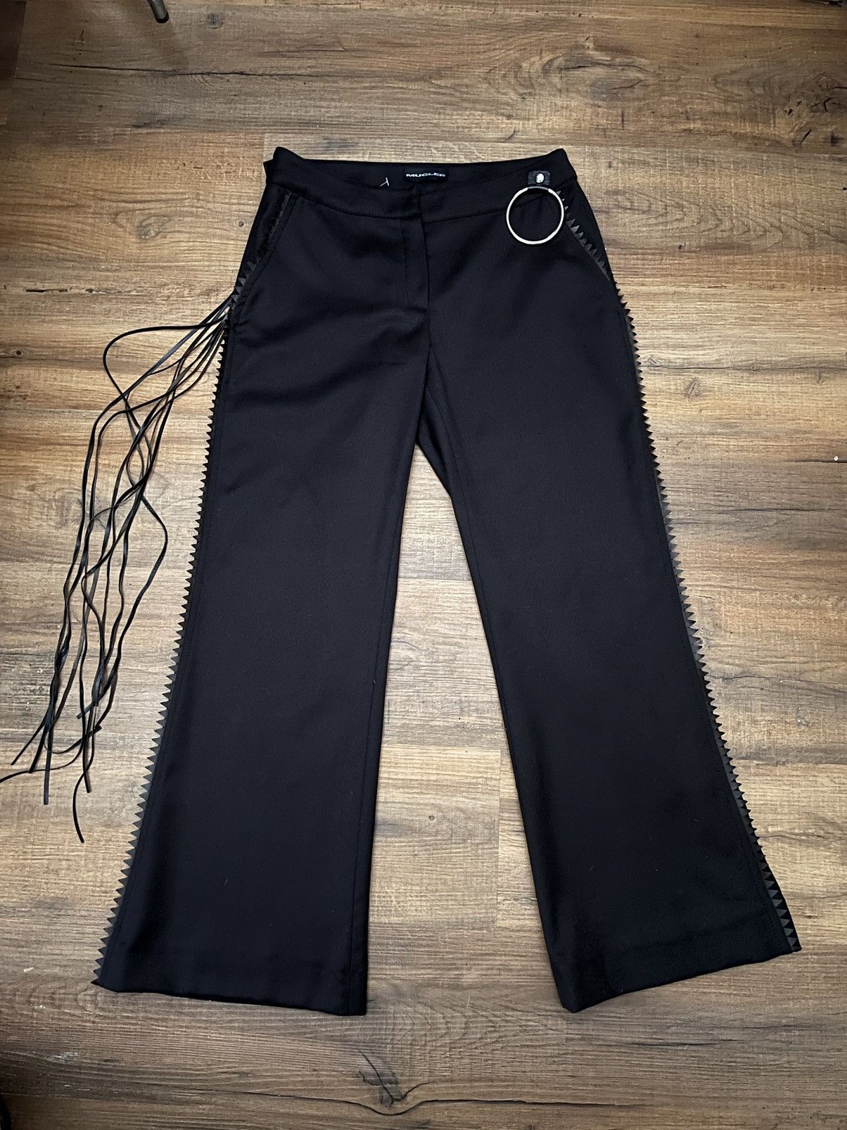 90s MUGLER Black Wide Leg Pants (S)