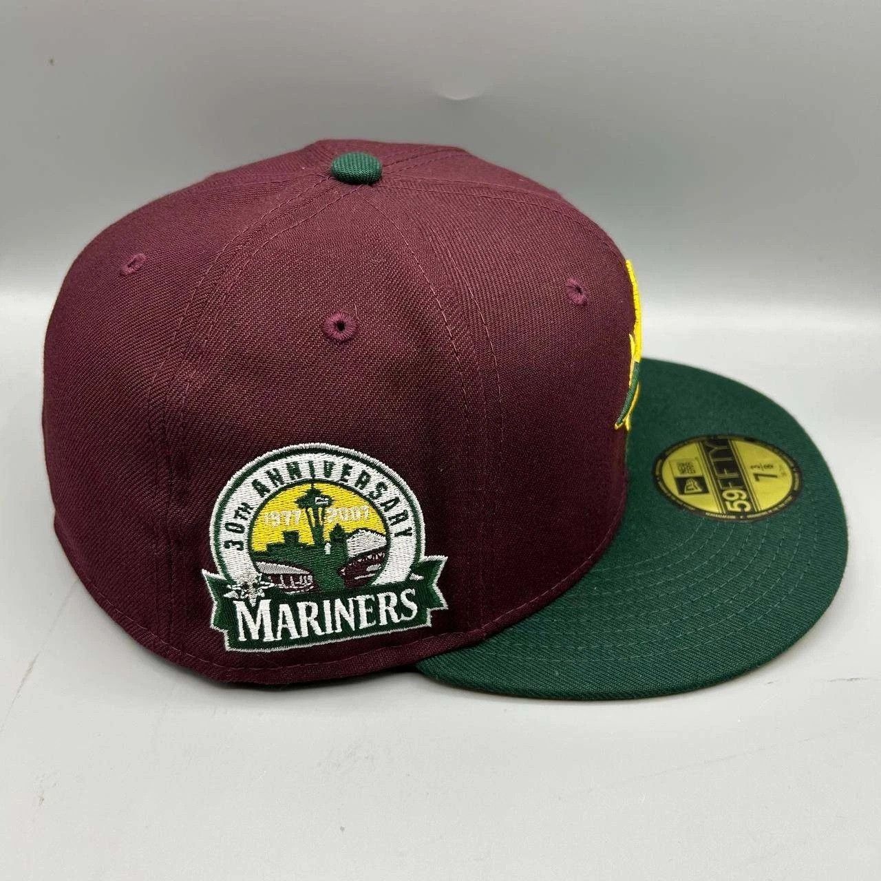 New Era Seattle Mariners Hat Men 7 3/8 Red Green MLB Fitted Cap New Size ONE SIZE - 3 Thumbnail